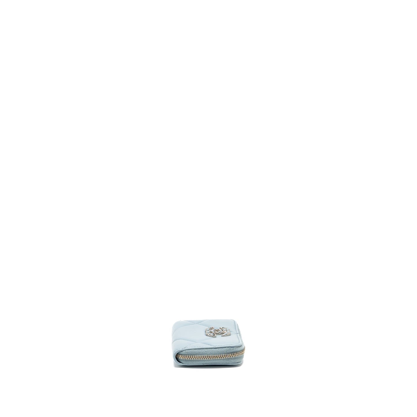 Chanel 19 zip coin purse lambskin light Blue Wallet Case