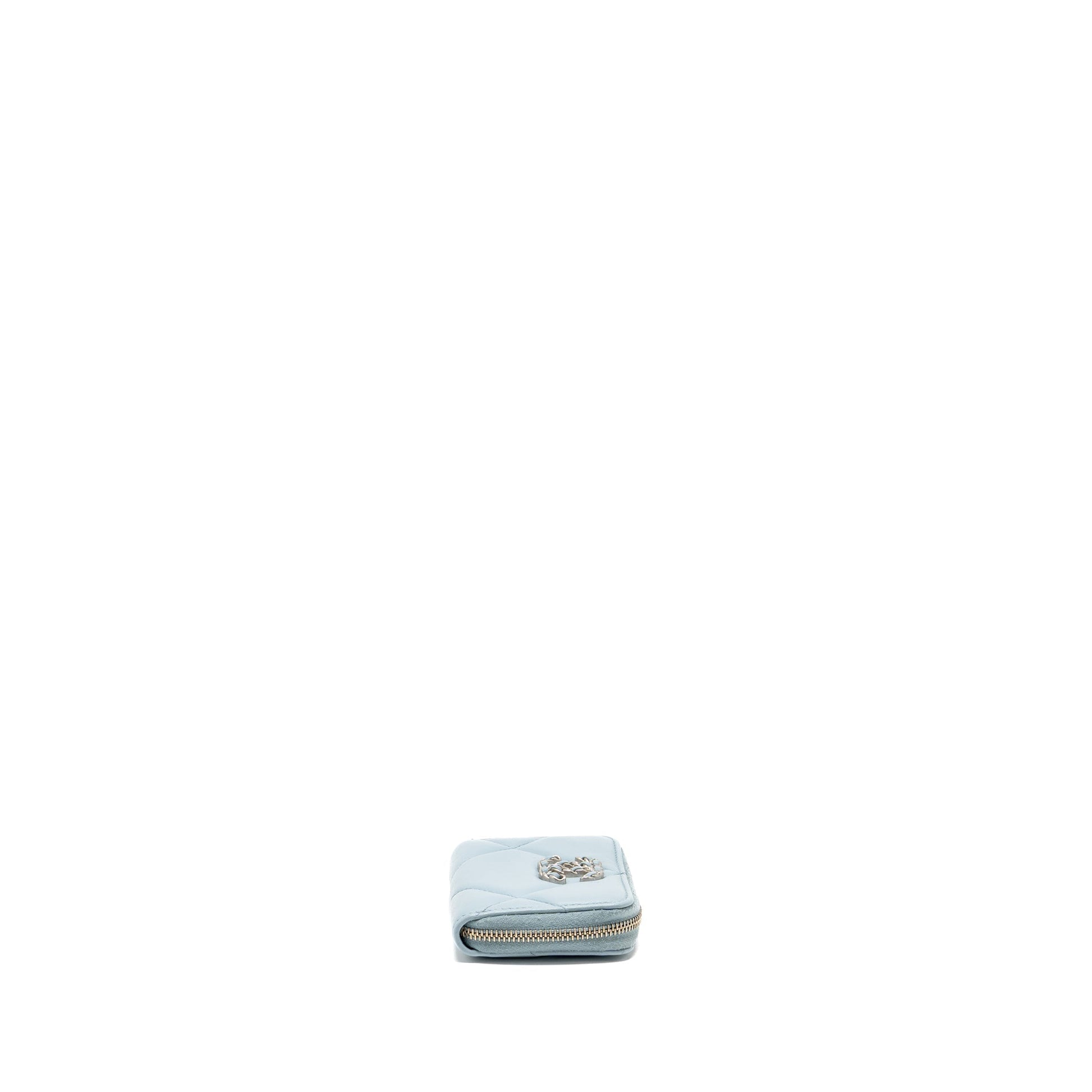 Chanel 19 zip coin purse lambskin light Blue Wallet Case