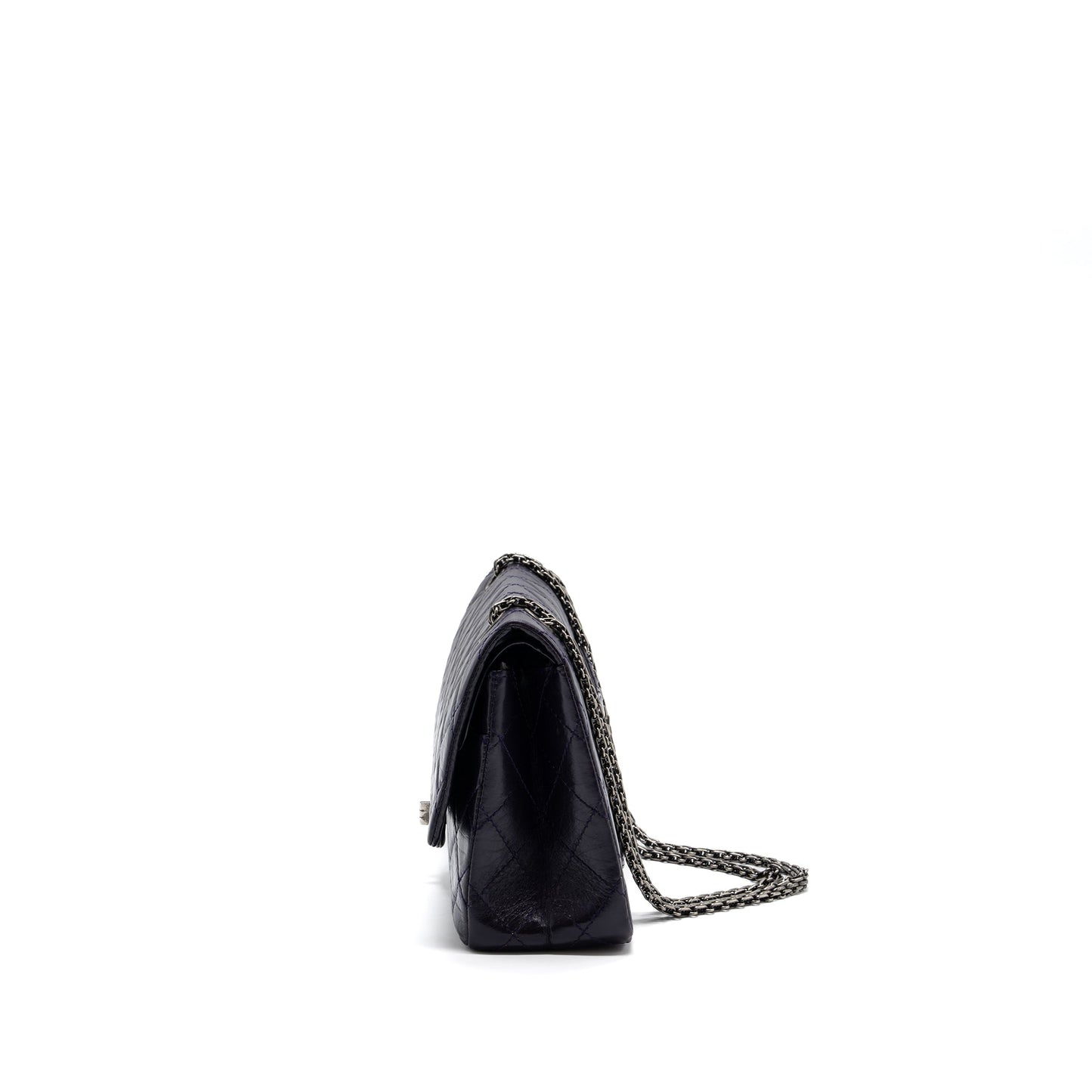Chanel 2.55 REISSUE FLAP AGED CALFSKIN DARK Shoulder Bag Ruthenium Hardware