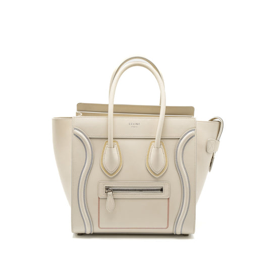 Celine Micro Luggage Purse Calfskin Handbag White Travel Bag