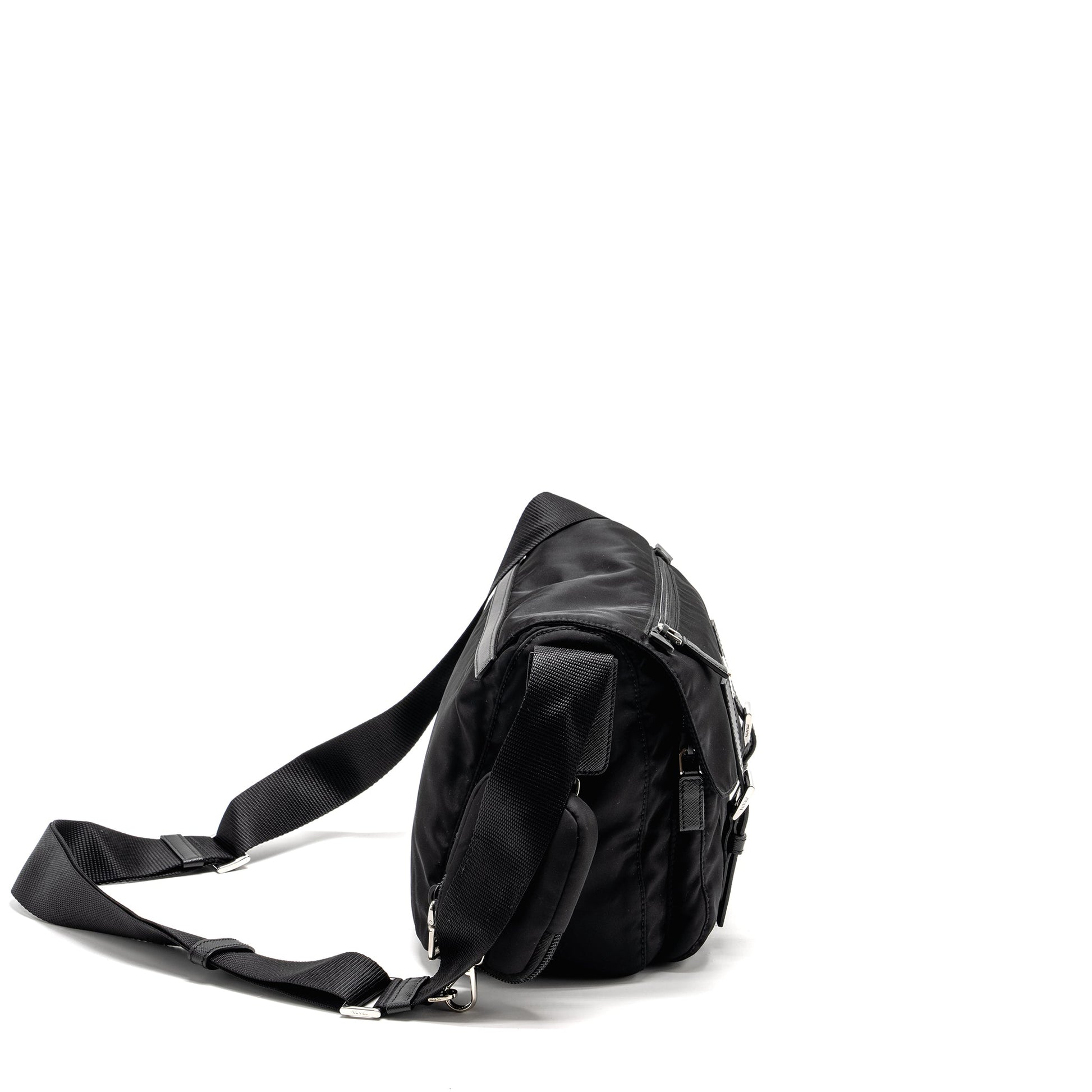 Prada Messenger Purse Re Handbag Nylon Black Travel Bag