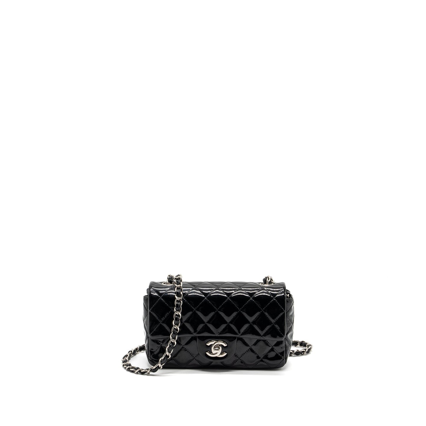 Chanel Rectangular Flap Patent SHW Black Shoulder Bag