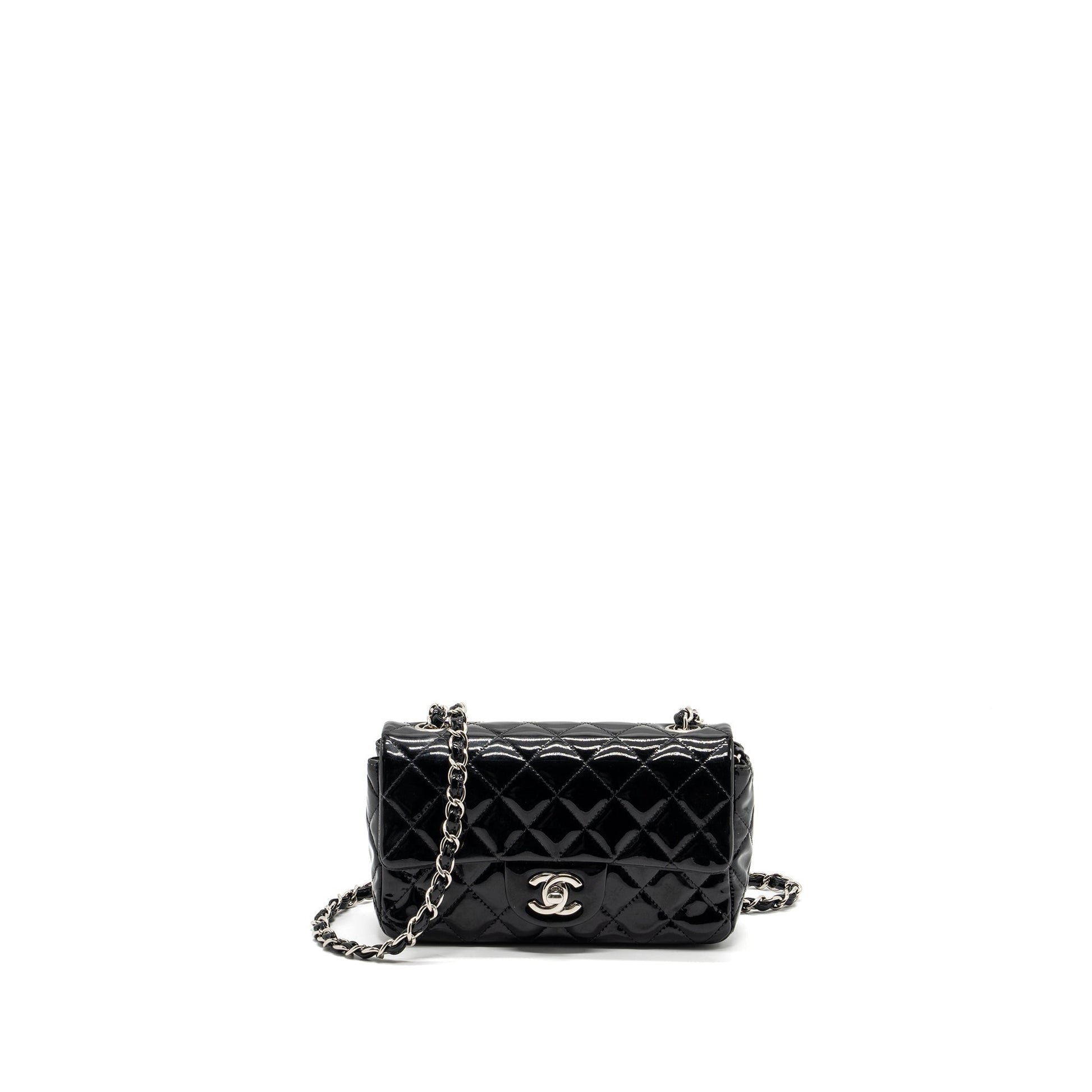 Chanel Rectangular Flap Patent SHW Black Shoulder Bag