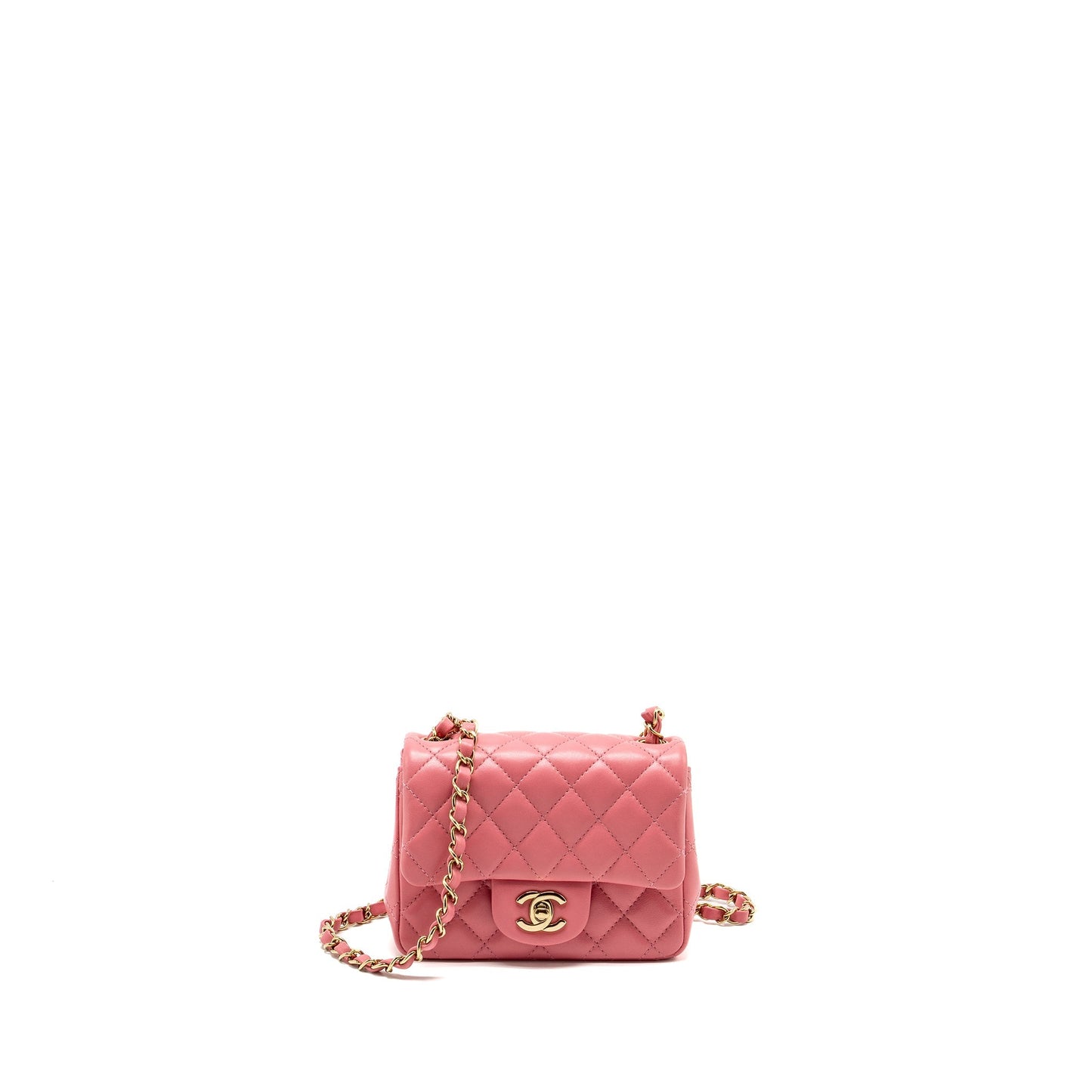 Chanel Square Flap Lambskin LGHW Microchip Pink Shoulder Bag