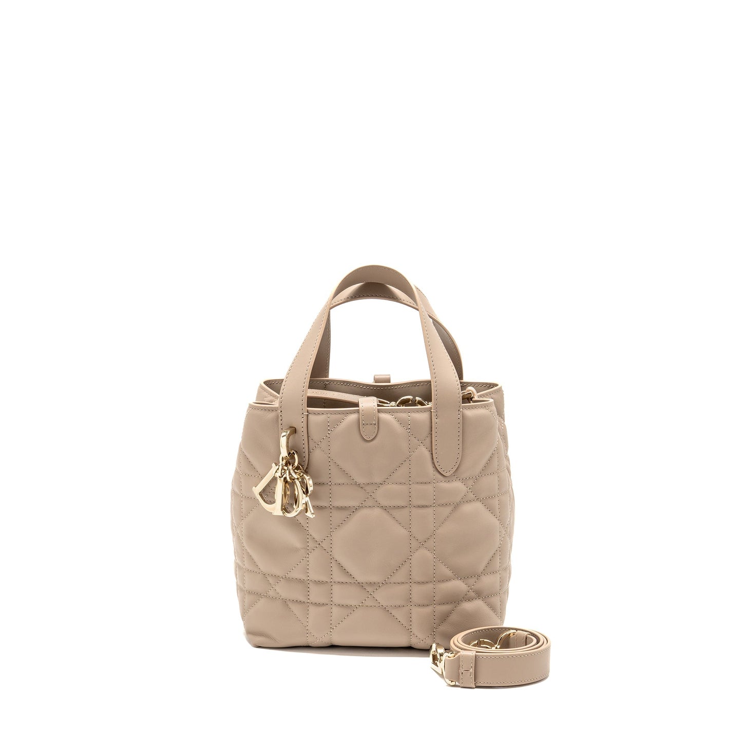 Dior Toujours Tote Purse Macrocannage Calfskin Powder Handbag Beige Small Tote Bag