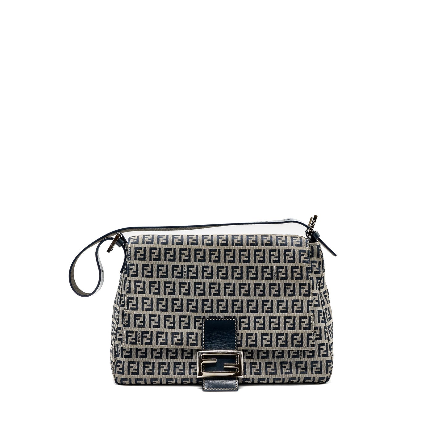 Fendi Zucchino Mama Purse Jacquard Grey Canvas Gray Flap Travel Bag