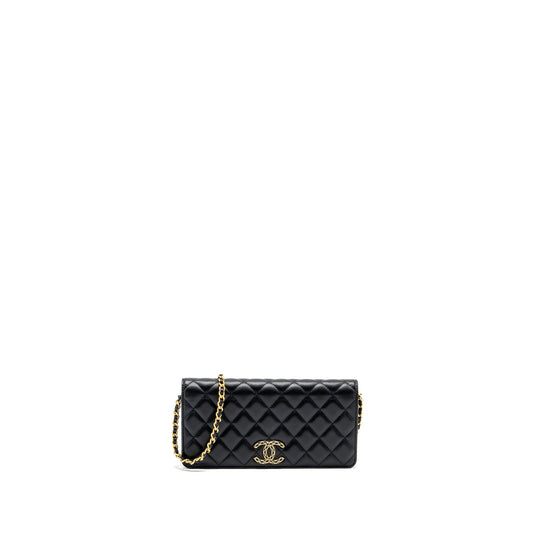 Chanel 23A lambskin GHW microchip Black Clutch Bag