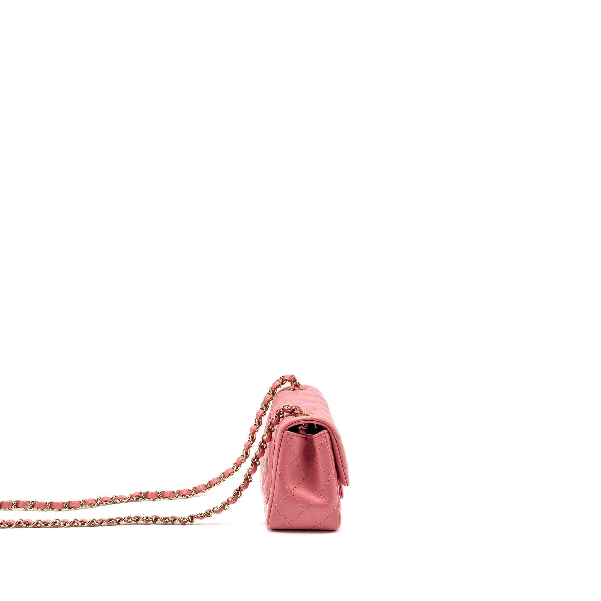 Chanel Square Flap Lambskin LGHW Microchip Pink Shoulder Bag