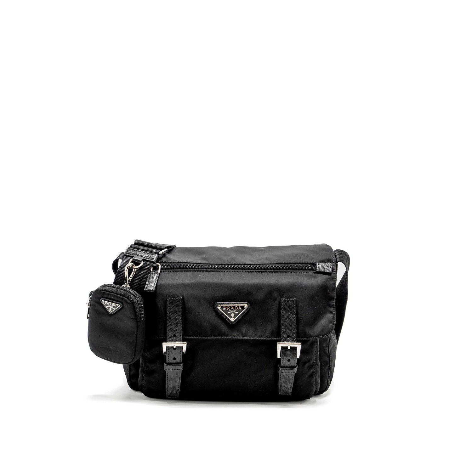 Prada Messenger Purse Re Handbag Nylon Black Travel Bag