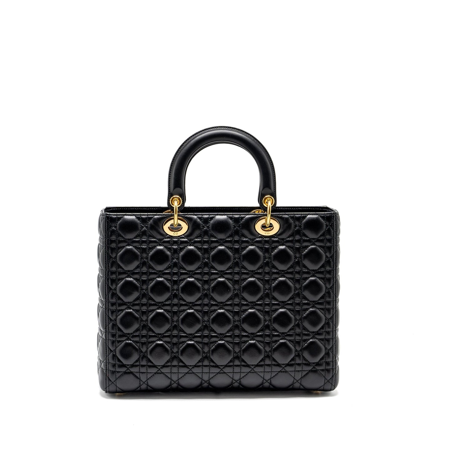 Dior Lady Lambskin Handbag Black Large Travel Bag