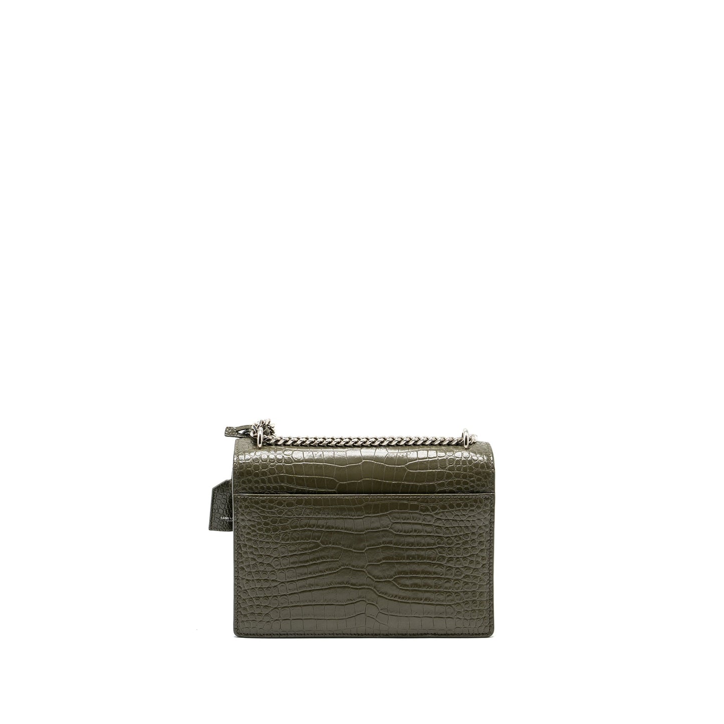 YSL Saint Laurent Sunset Purse Crocodile Embossed Calfskin Khaki Travel Travel Bag