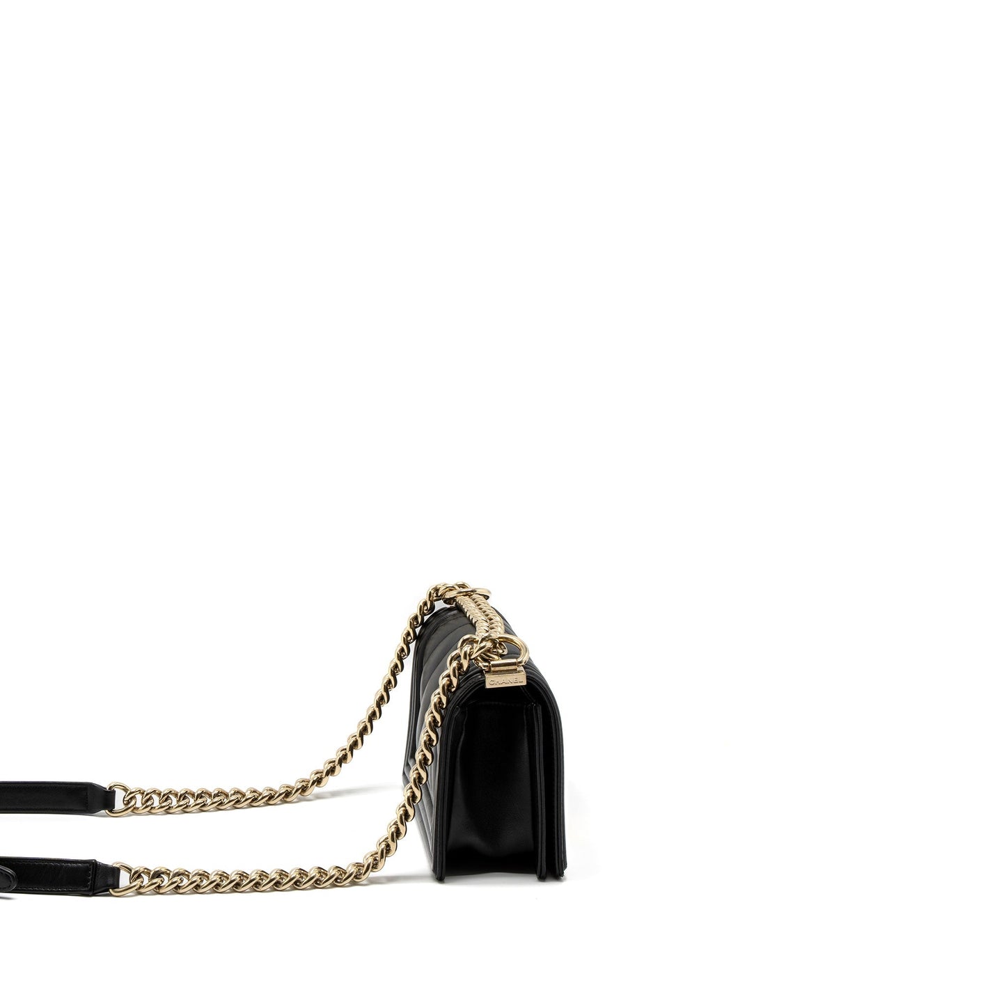 Chanel Chevron Boy Lambskin GHW Black Small Handbag