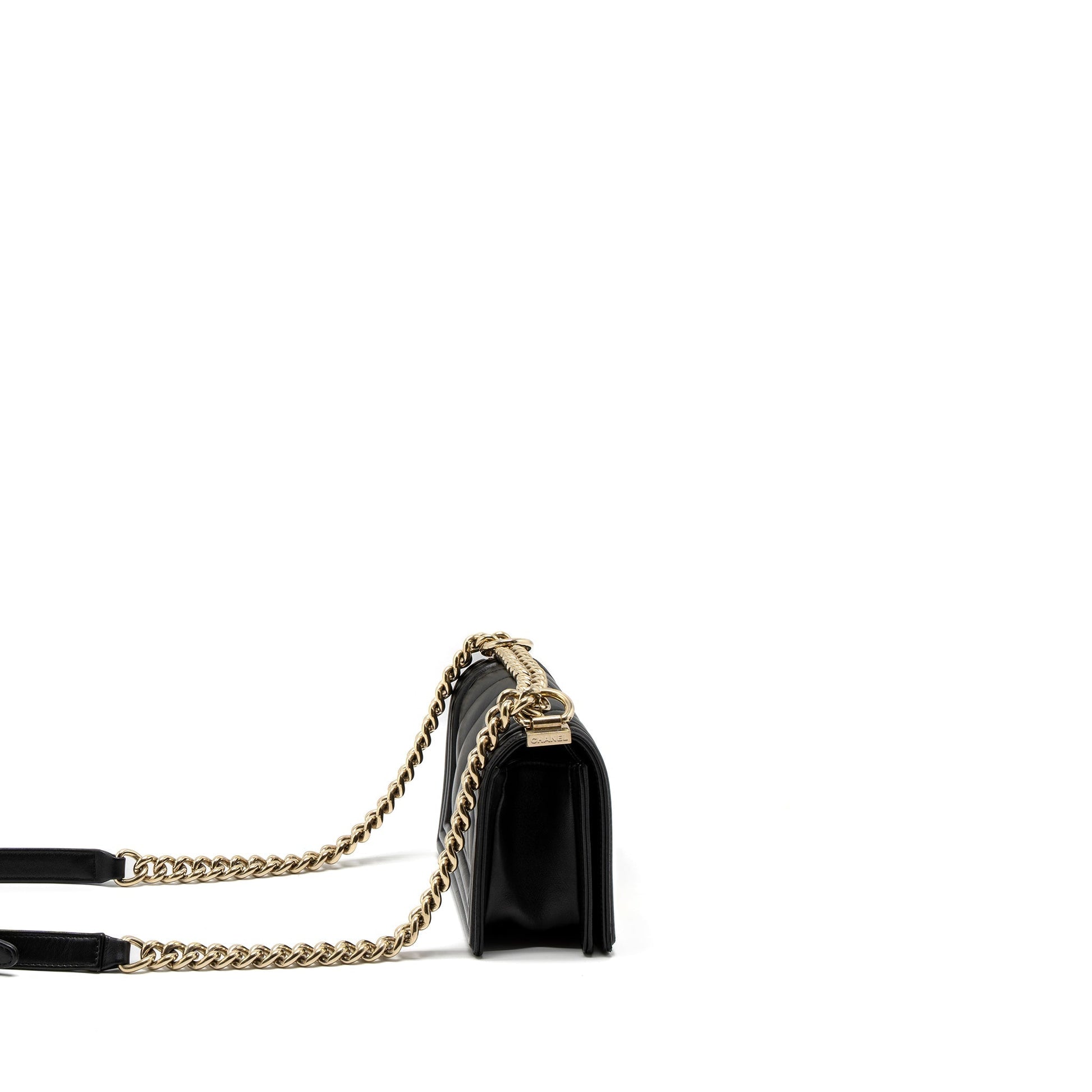 Chanel Chevron Boy Lambskin GHW Black Small Handbag