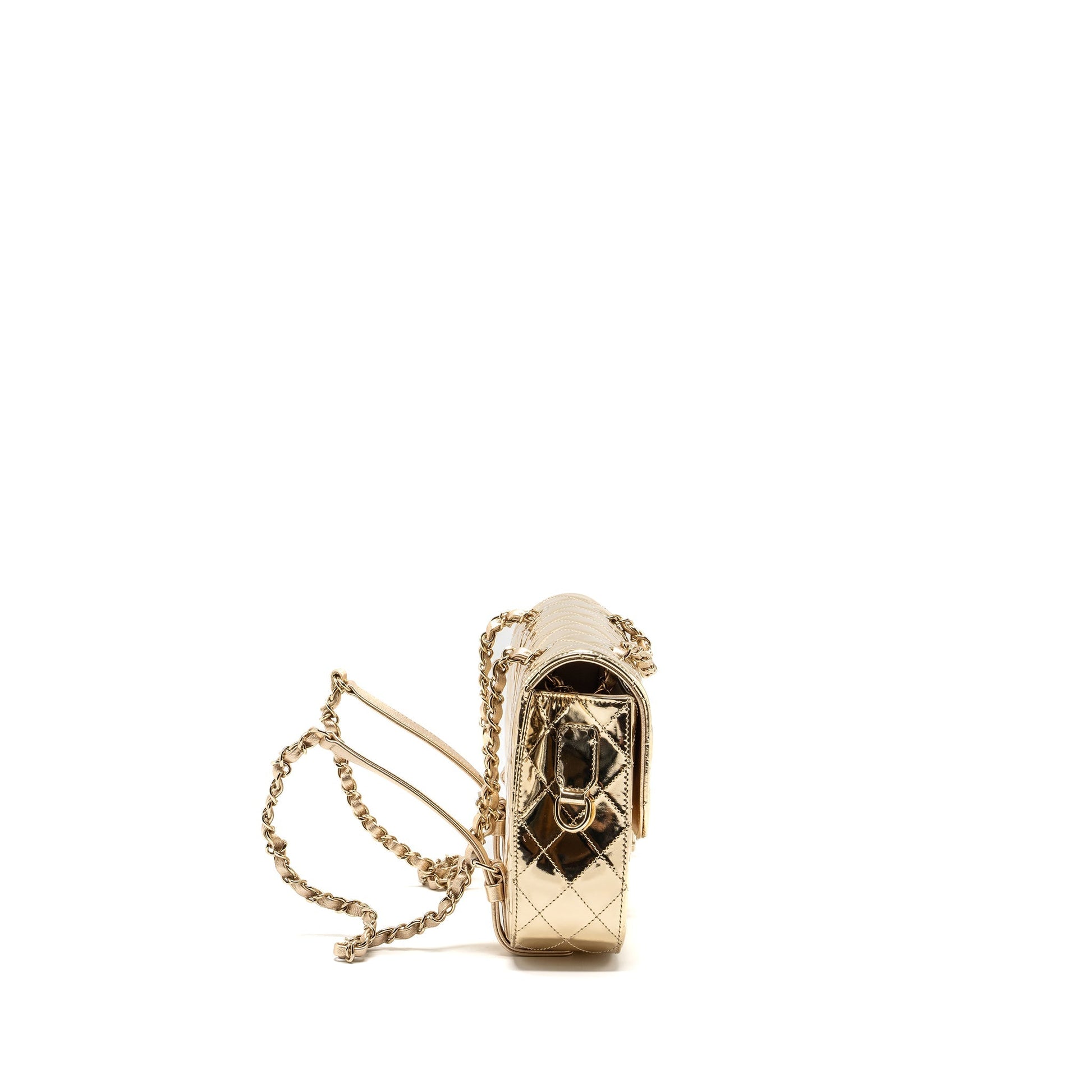 Chanel 24c backpack tar patent LGHW microchip Gold