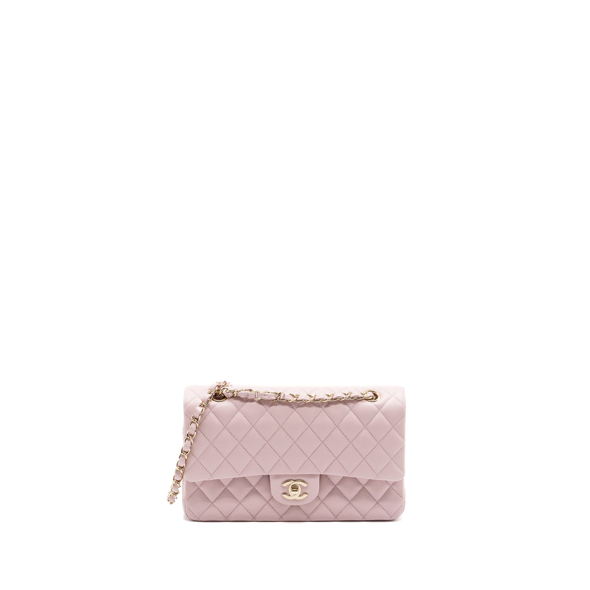 Chanel 21S classic double flap caviar light Pink Shoulder Bag