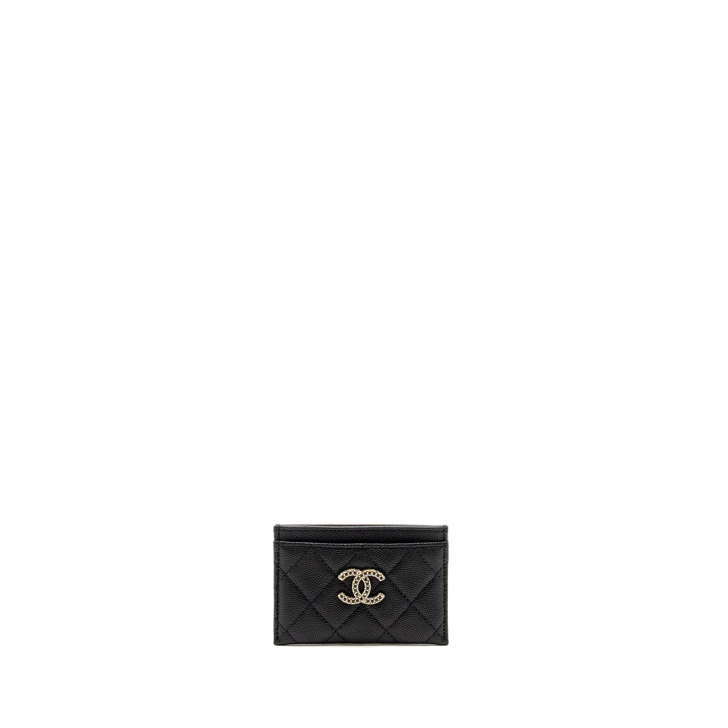 Chanel Detail CC logo Card Holder Caviar Black Wallet Case