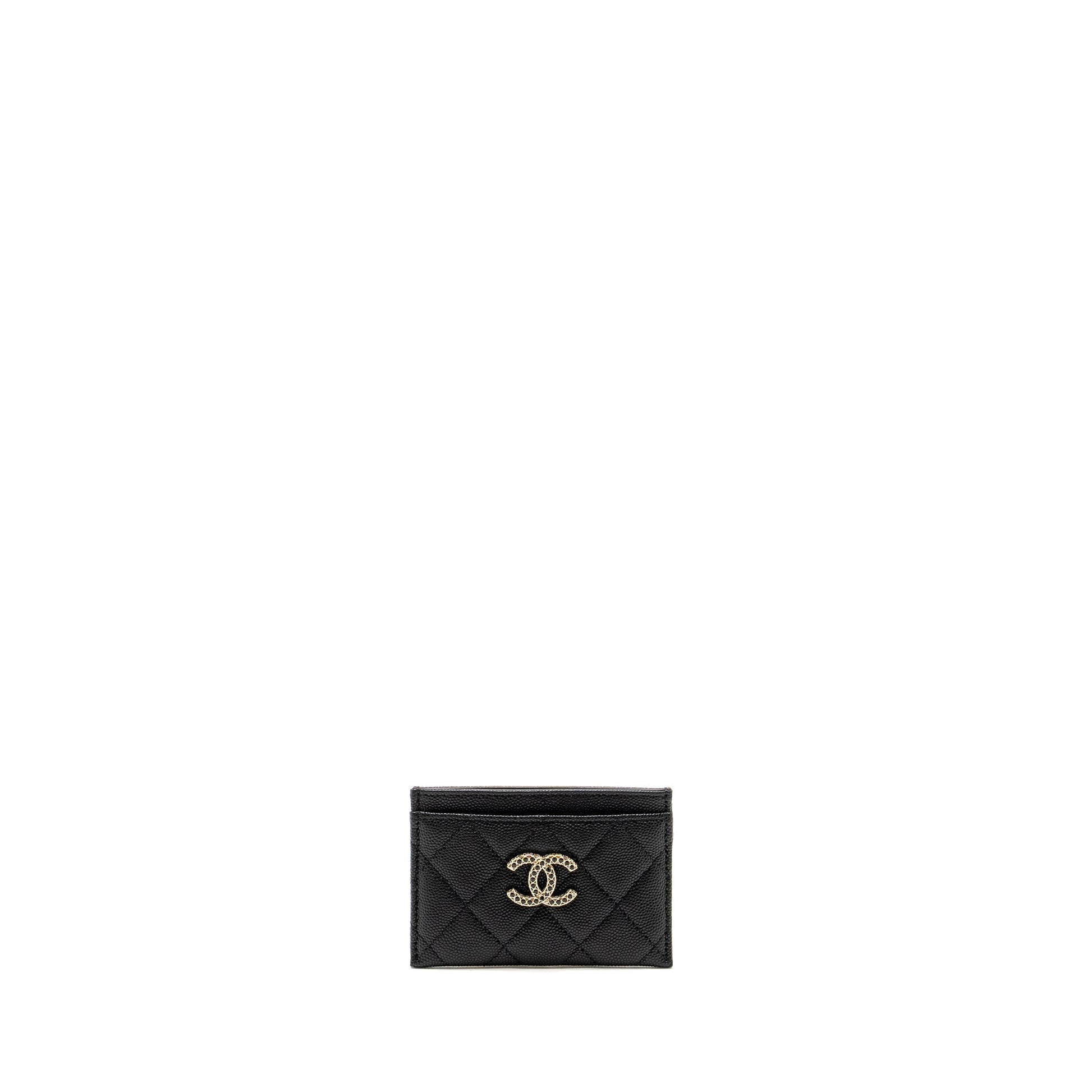 Chanel Detail CC logo Card Holder Caviar Black Wallet Case