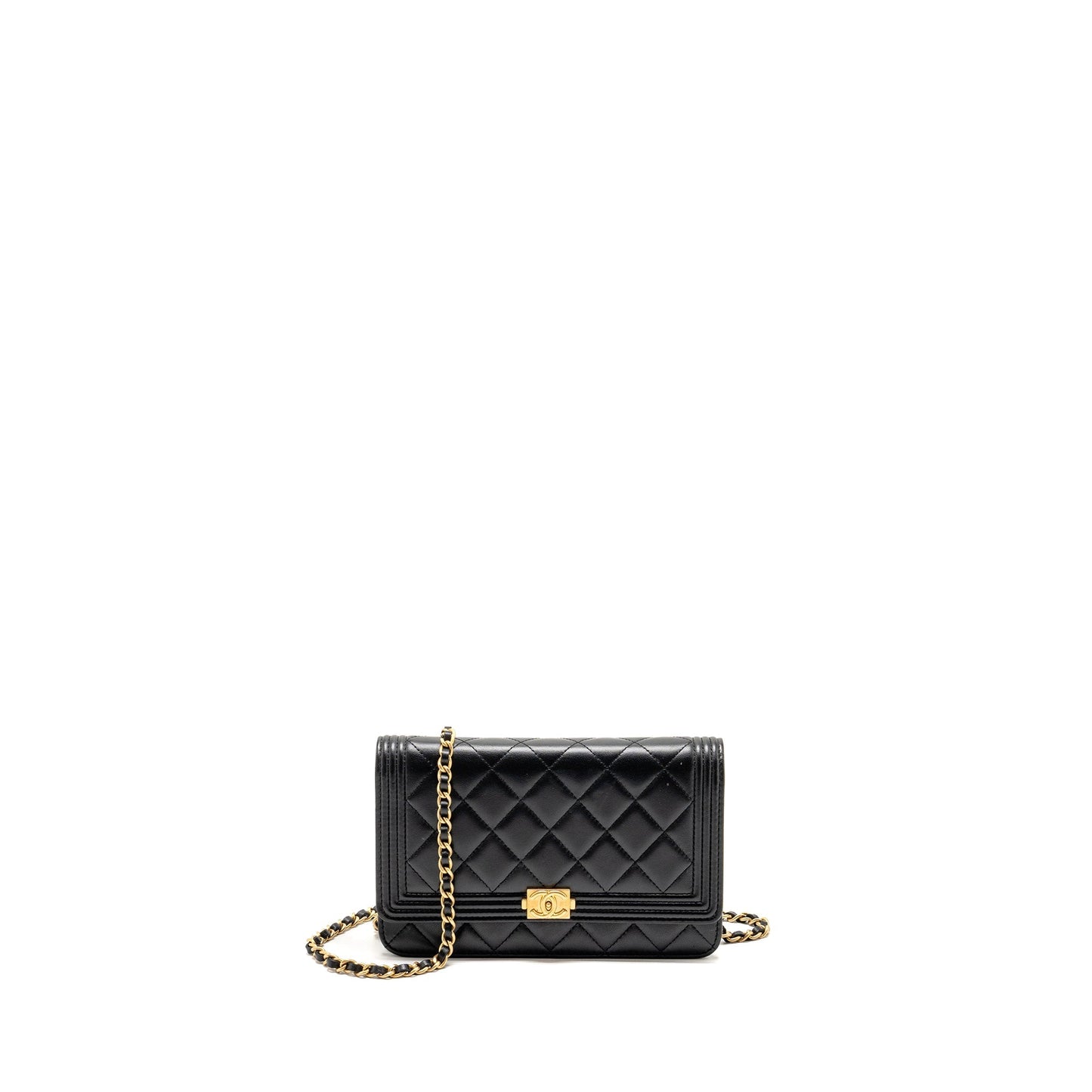 Chanel Boy on Lambskin GHW Black Wallet Case Ghw 1