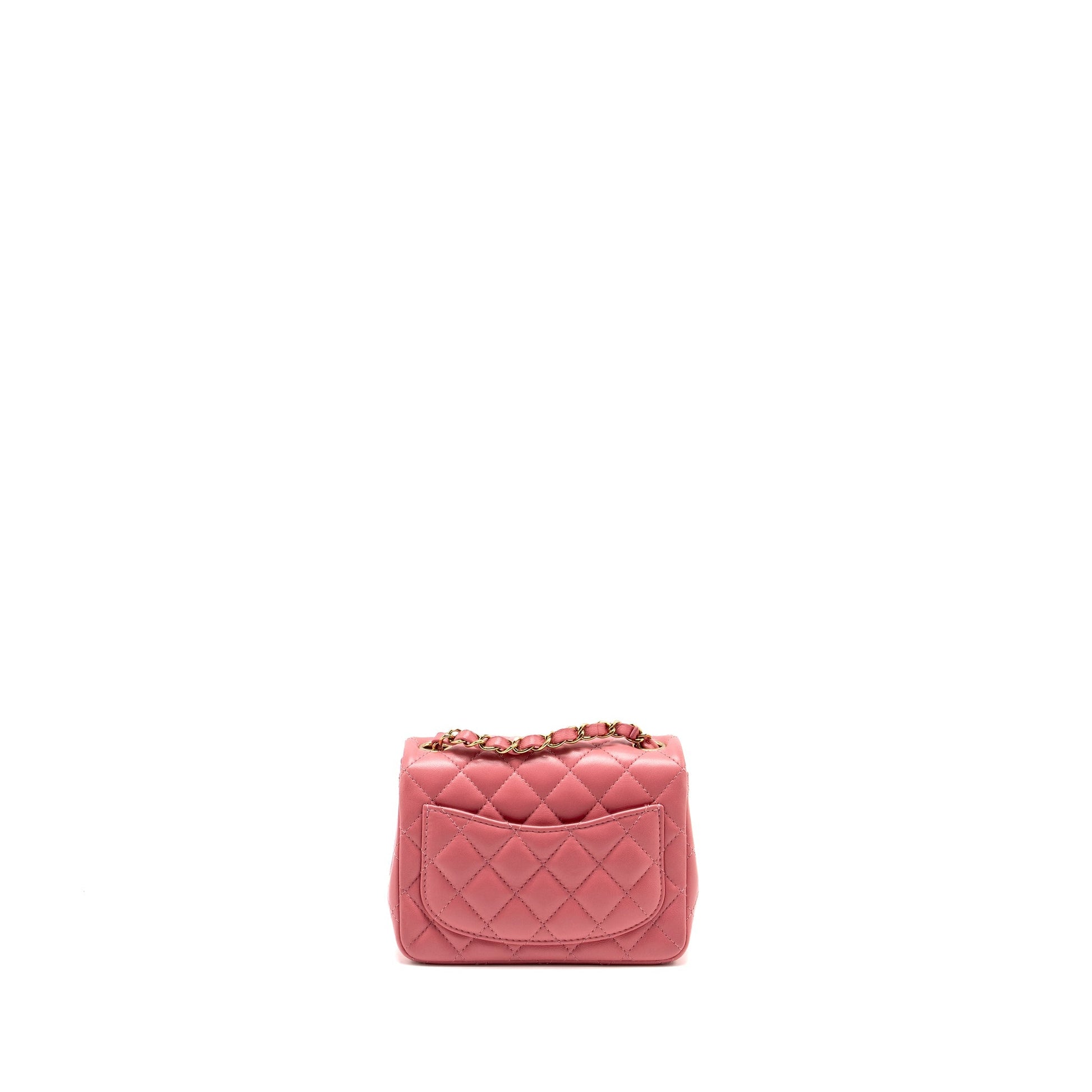 Chanel Square Flap Lambskin LGHW Microchip Pink Shoulder Bag