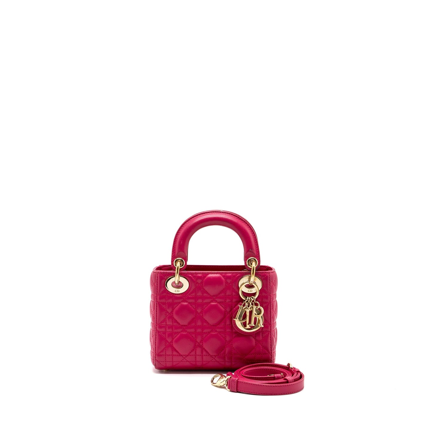 Dior Lady Lambskin Handbag Pink Mini Travel Bag