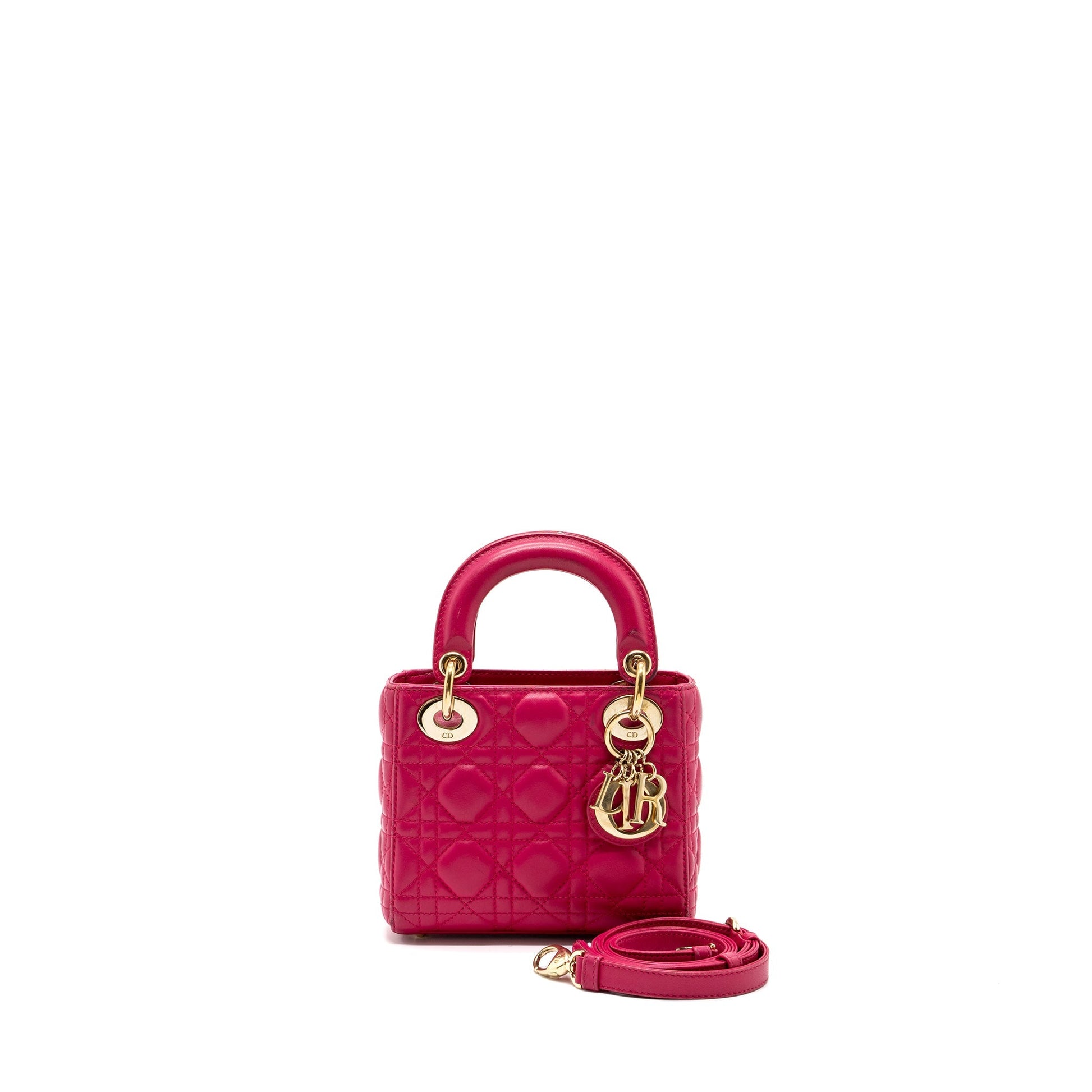 Dior Lady Lambskin Handbag Pink Mini Travel Bag