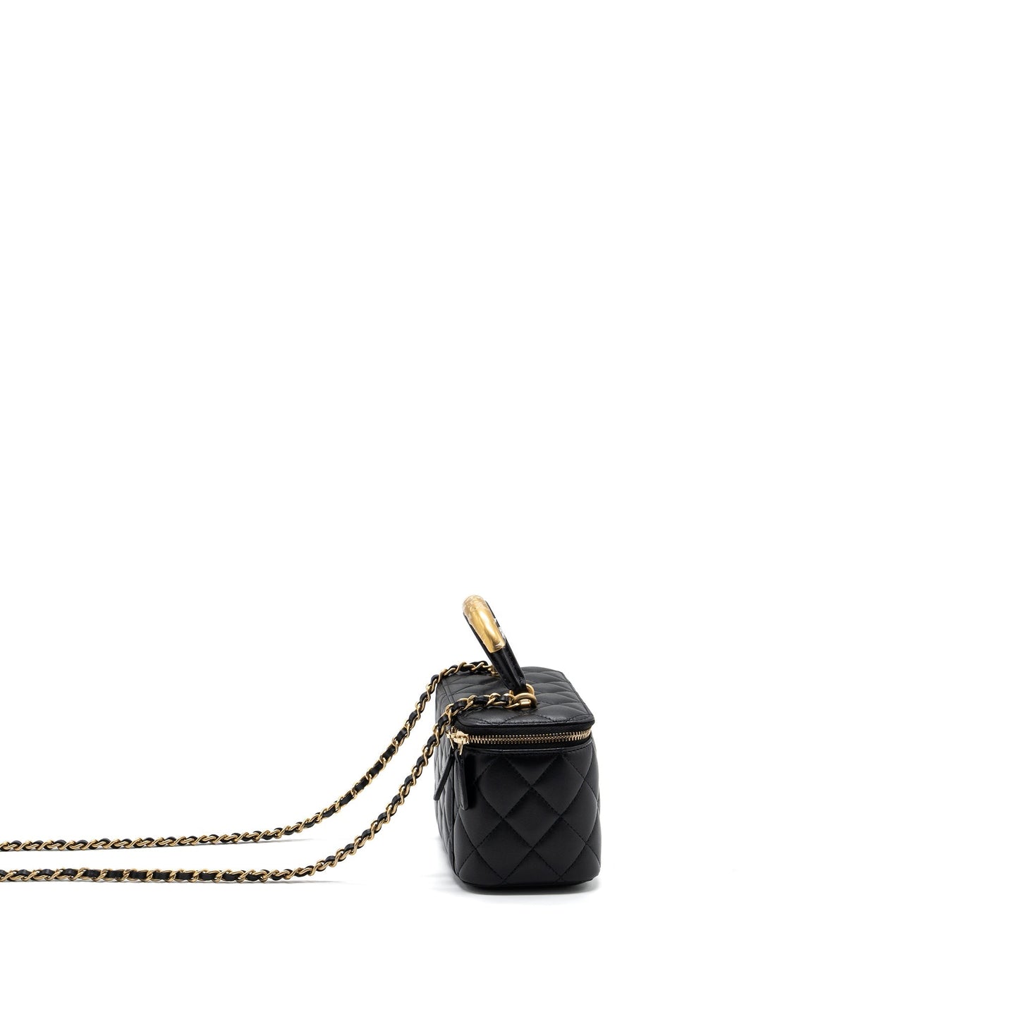 Chanel top handle long vanity lambskin GHW Black Handbag 3