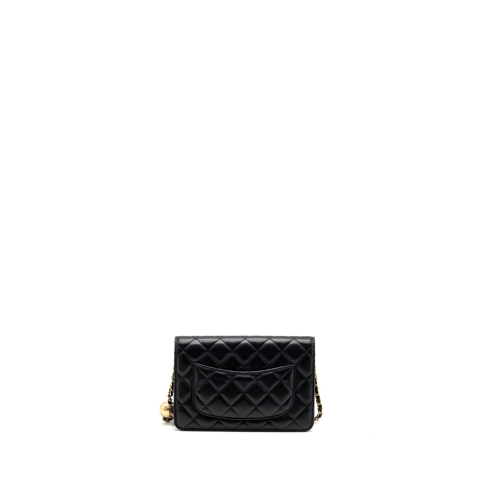 Chanel Pearl Crush On Lambskin GHW Black Wallet Case Ghw 2
