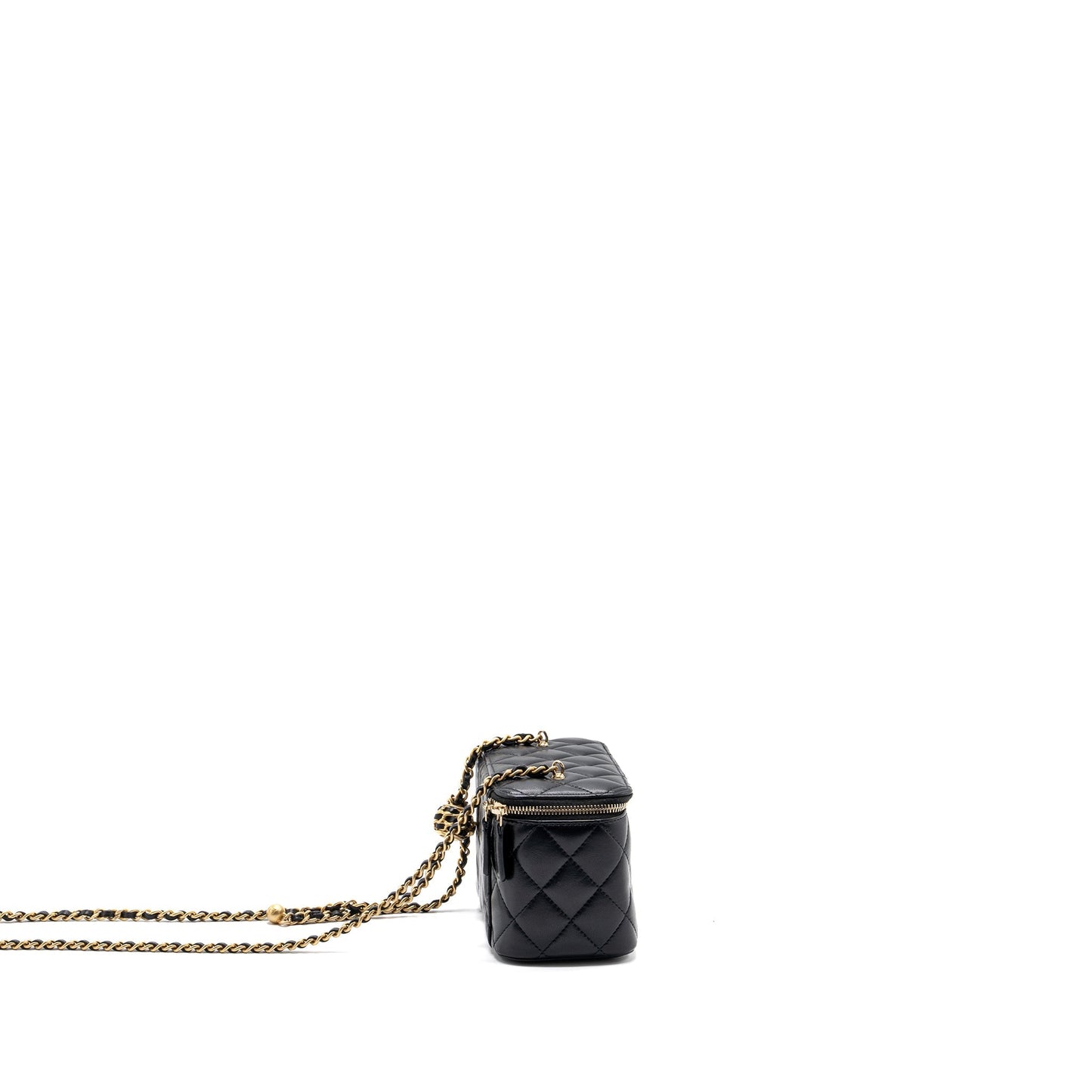 Chanel Pearl Crush Long Vanity Lambskin GHW Black Handbag 7