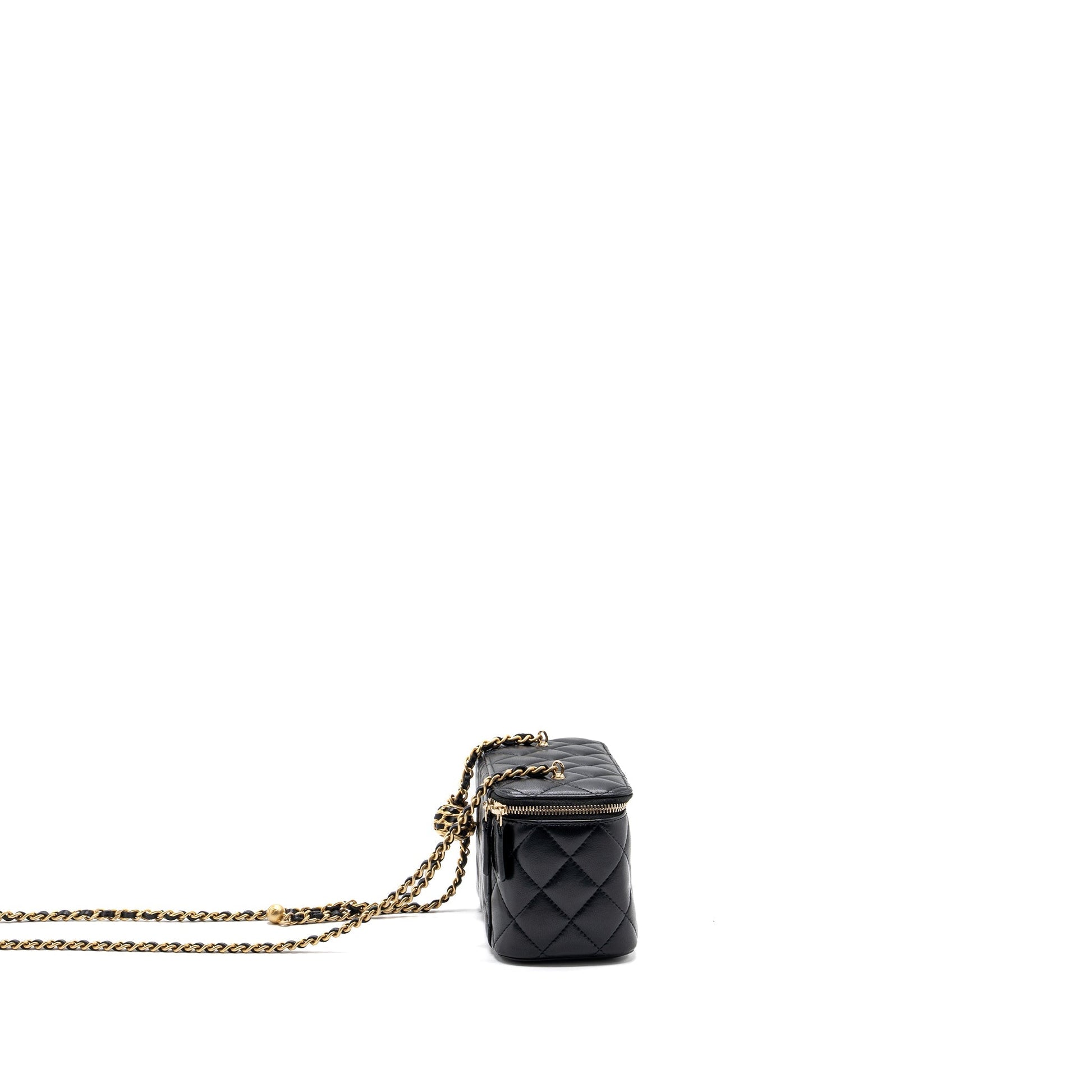 Chanel Pearl Crush Long Vanity Lambskin GHW Black Handbag 7