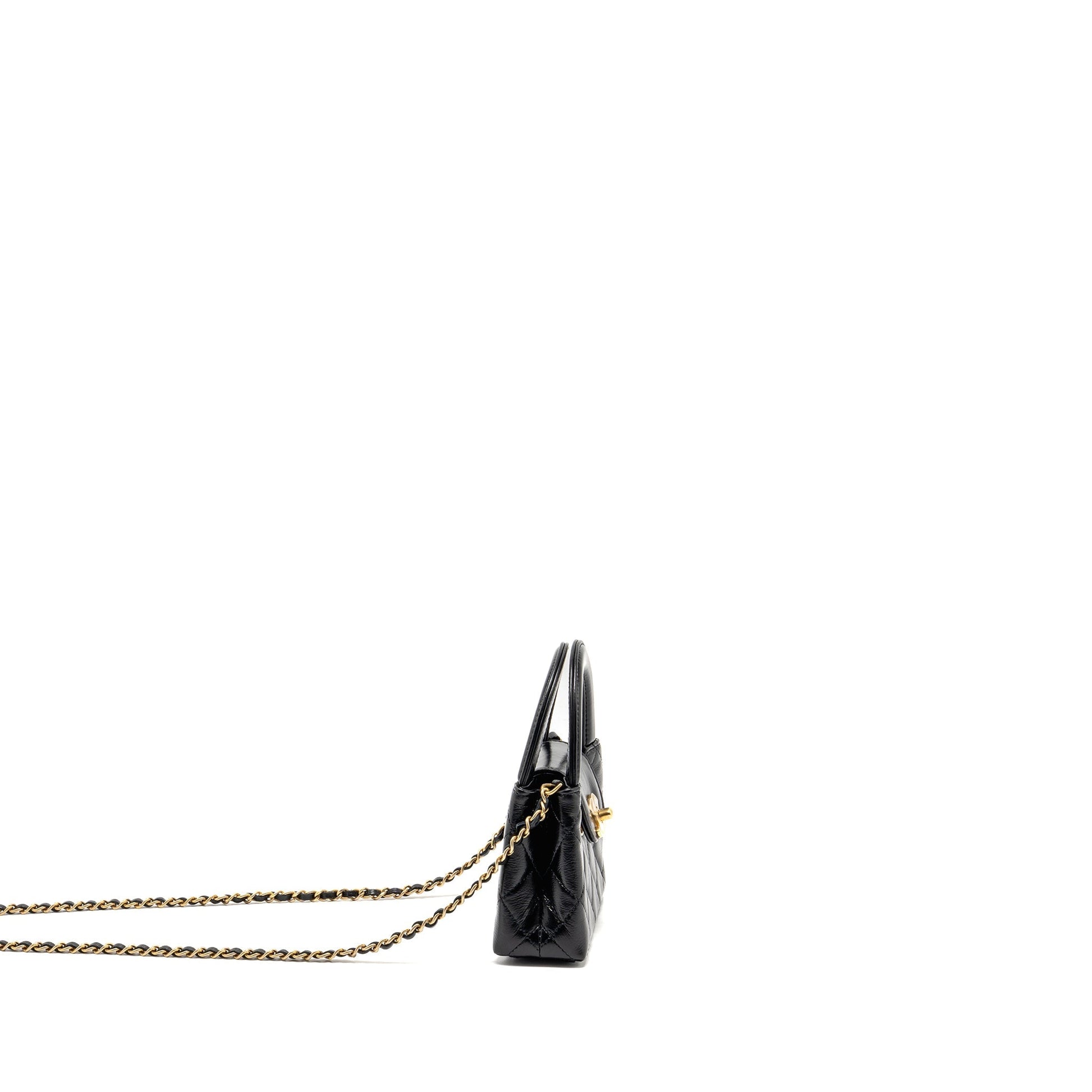 Chanel 24p Nano Kelly Shopper Calfskin GHW Black Tote Bag