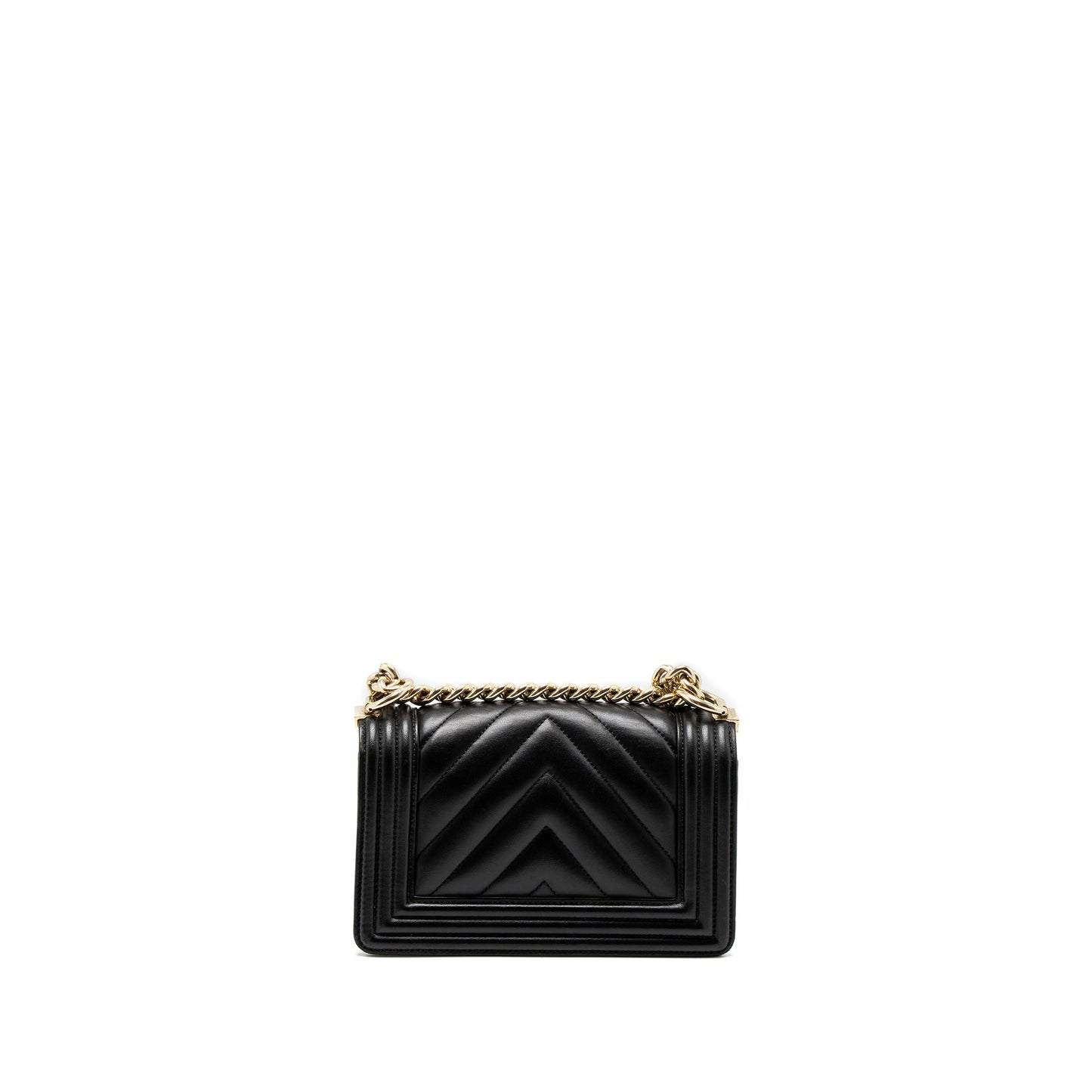 Chanel Chevron Boy Lambskin GHW Black Small Handbag