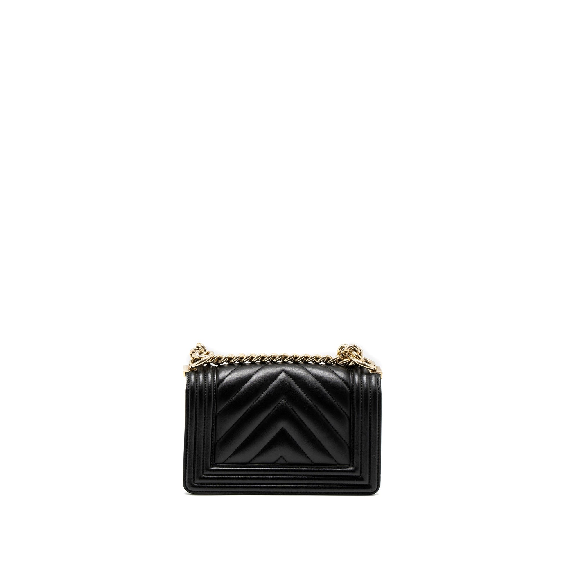 Chanel Chevron Boy Lambskin GHW Black Small Handbag