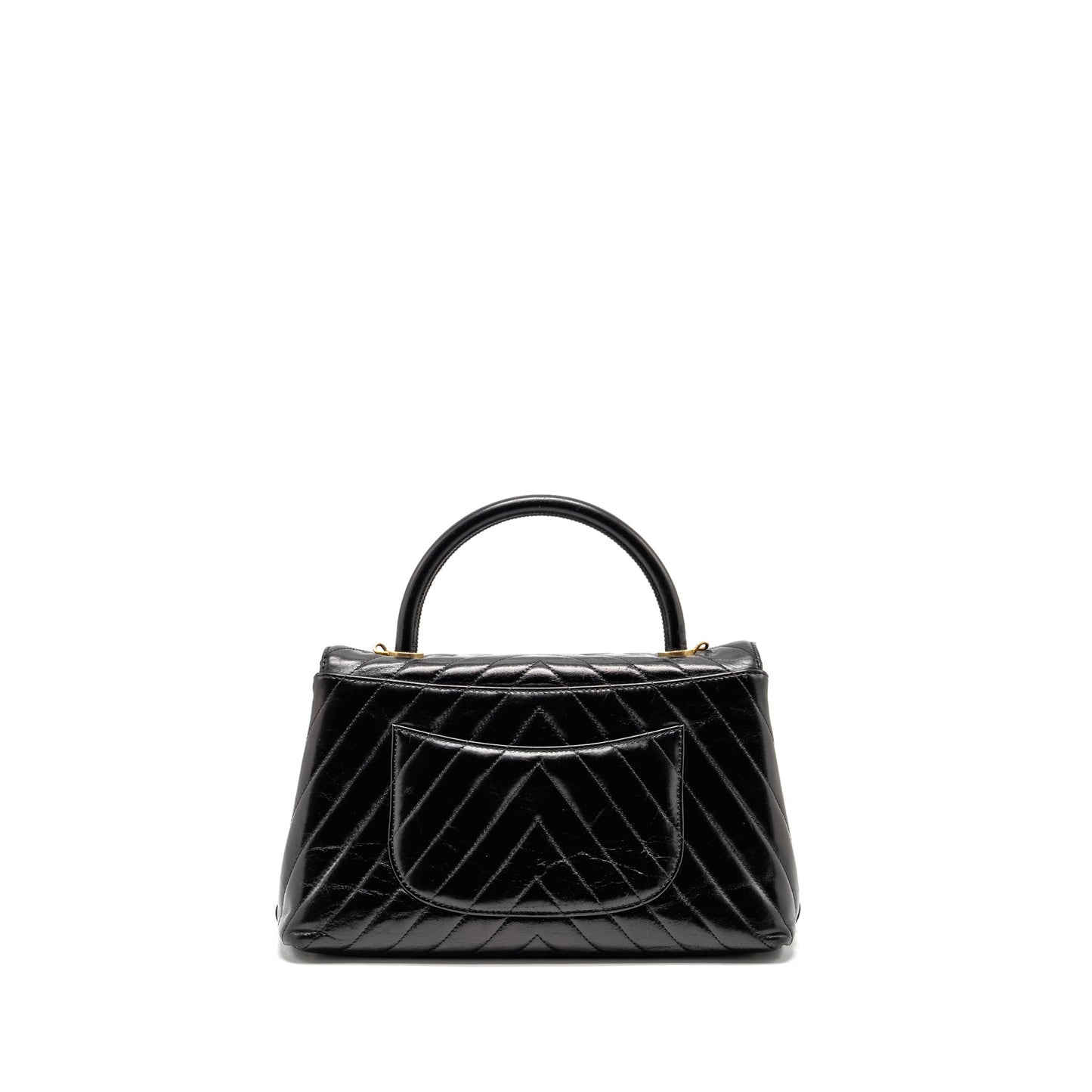 Chanel Coco Handle Chevron Calfskin GHW Black Handbag