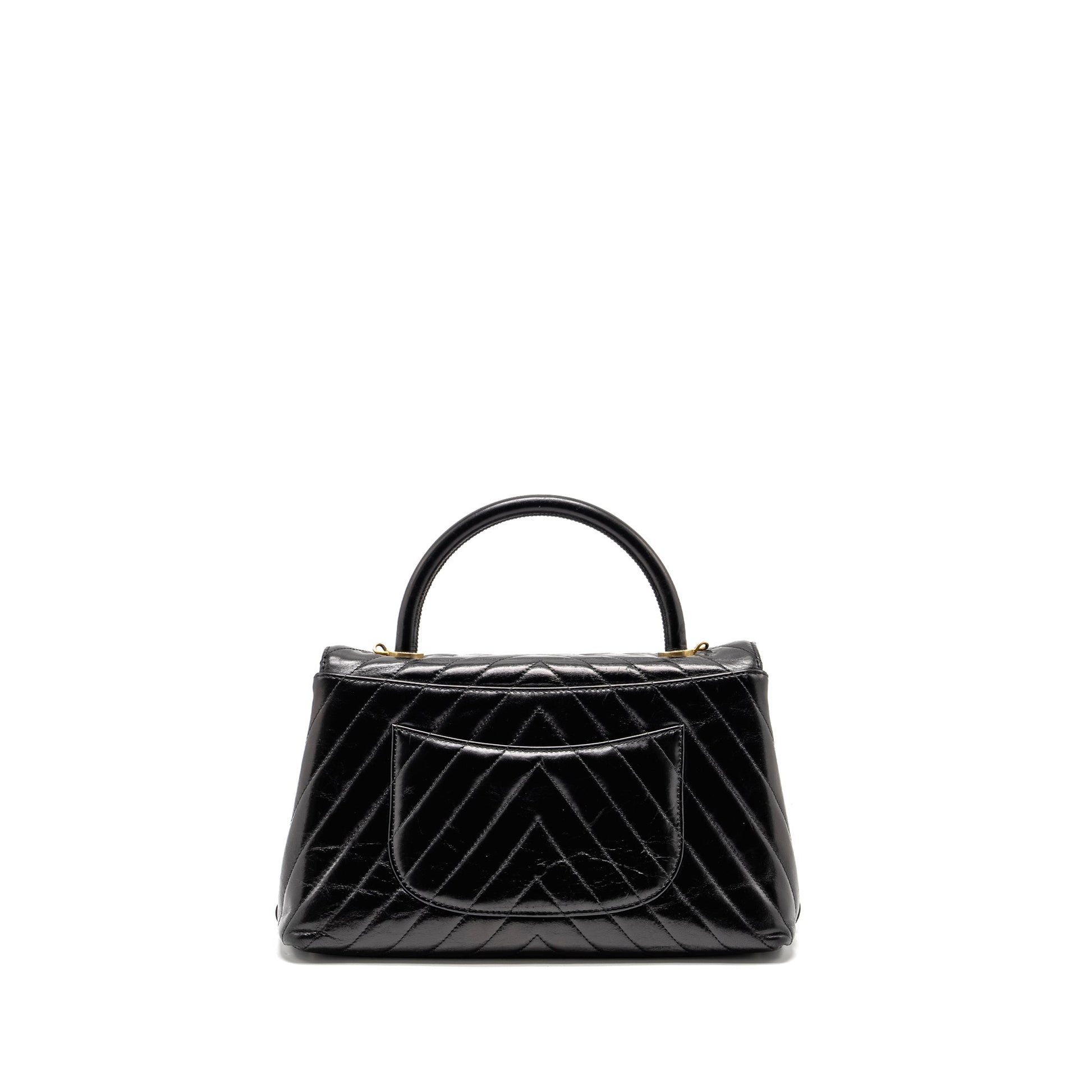 Chanel Coco Handle Chevron Calfskin GHW Black Handbag