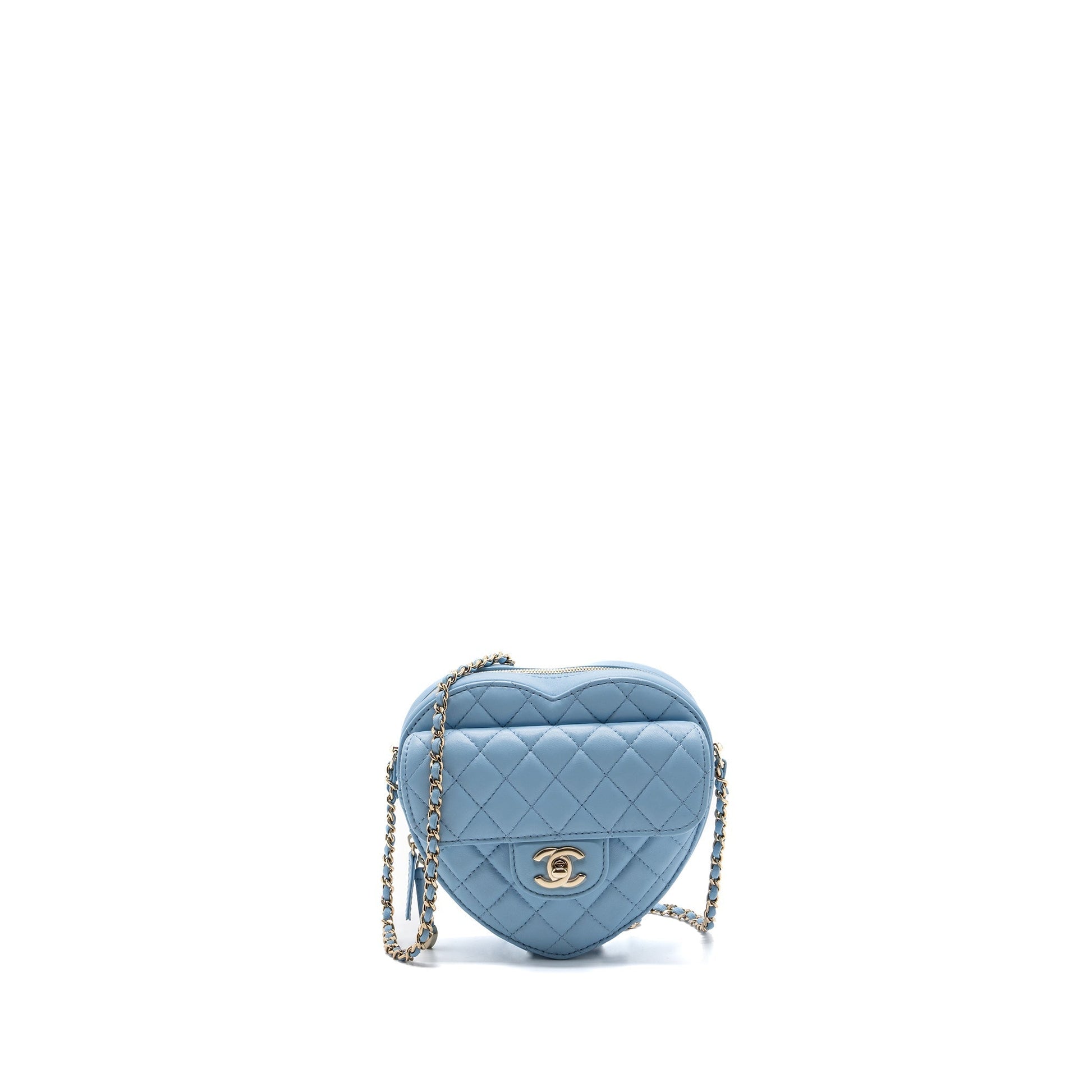 Chanel Heart Lambskin Light LGHW microchip Blue Handbag