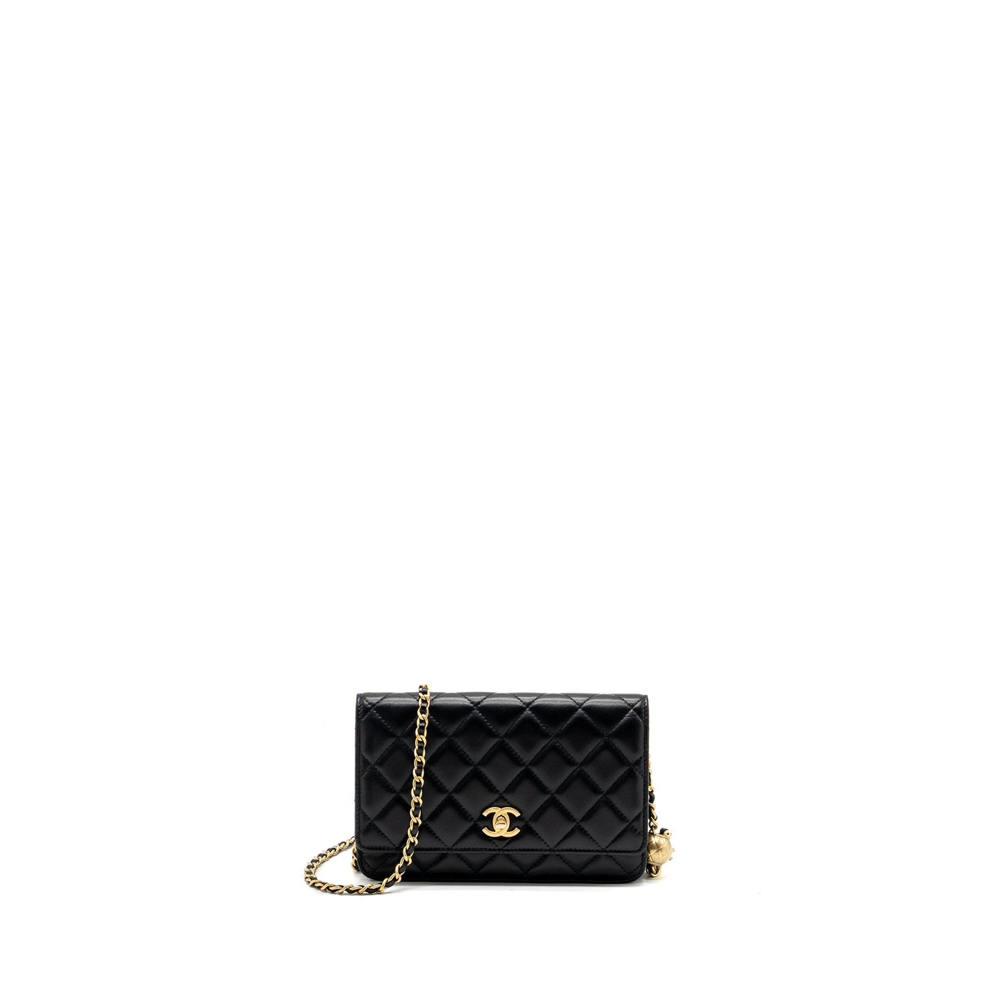 Chanel Pearl Crush On Lambskin GHW Black Wallet Case Ghw 2