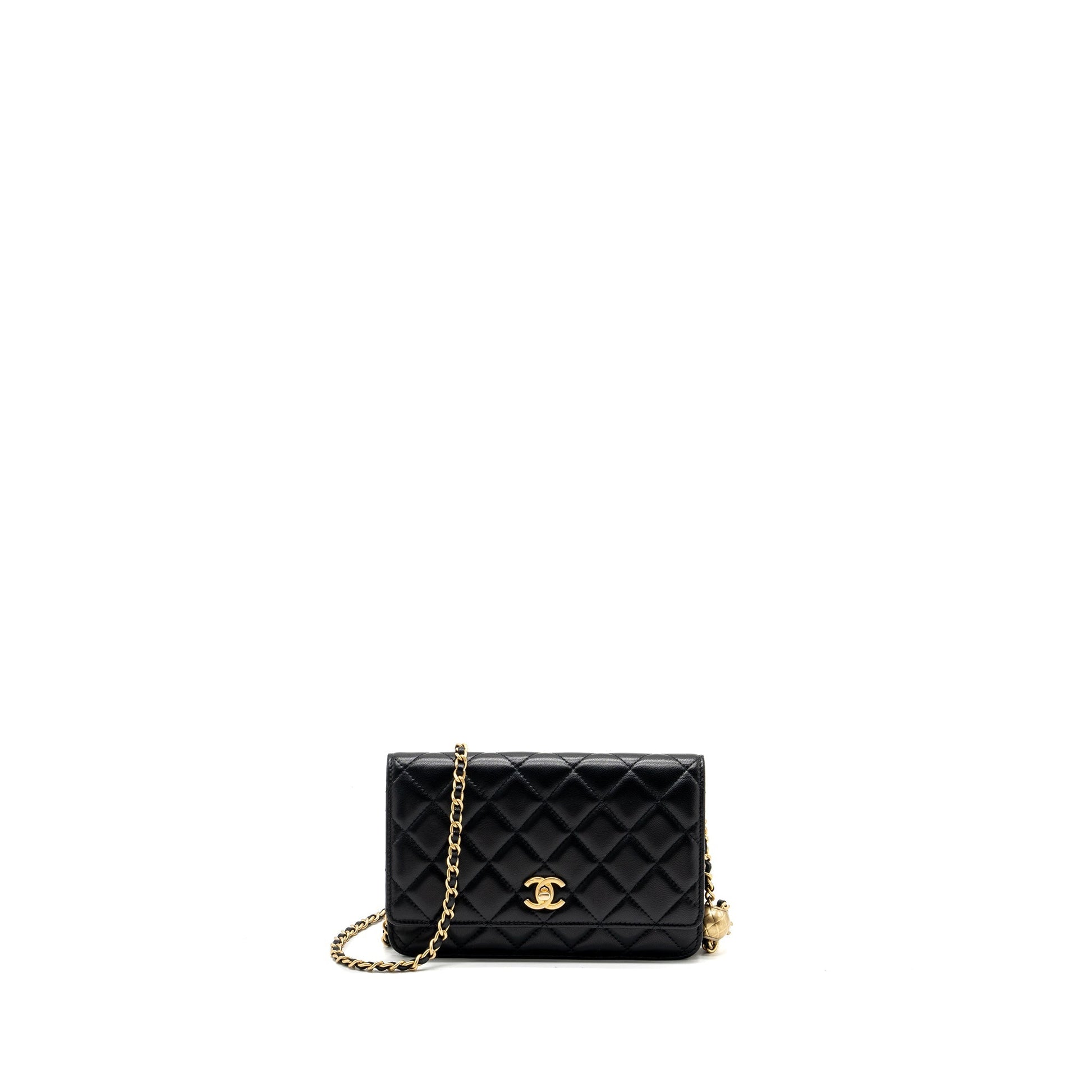 Chanel Pearl Crush On Lambskin GHW Black Wallet Case Ghw 2