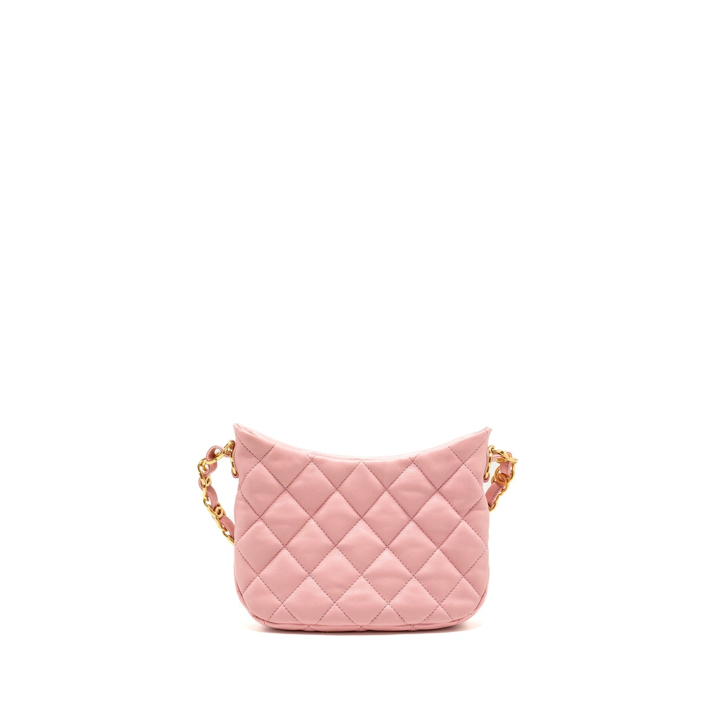 Chanel 22k Hobo Logo Lambskin GHW microchip Pink Shoulder Bag Ghw Microchip