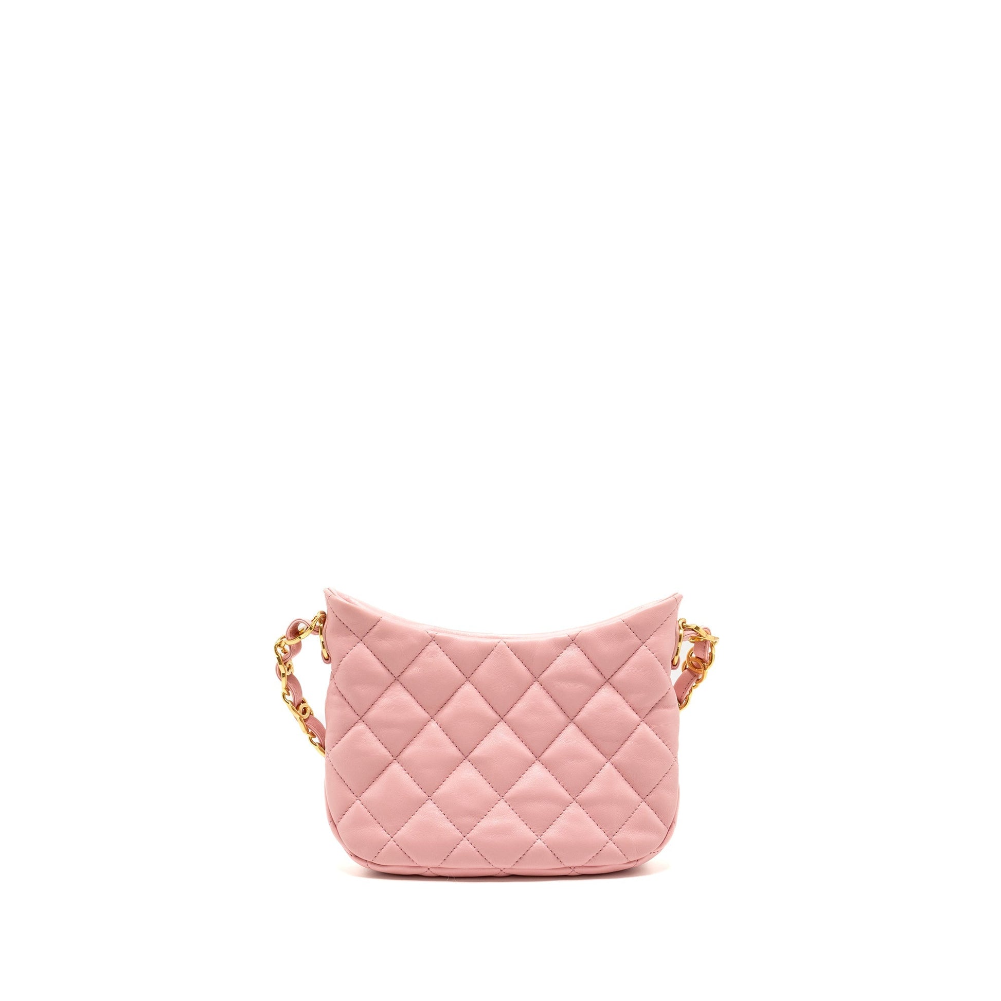 Chanel 22k Hobo Logo Lambskin GHW microchip Pink Shoulder Bag Ghw Microchip