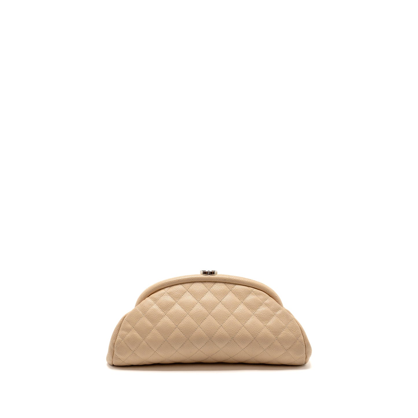 Chanel timeless kisslock caviar SHW Beige Clutch Bag
