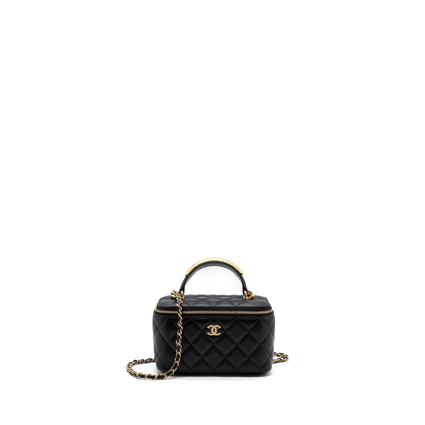 Chanel top handle long vanity lambskin GHW Black Handbag 3