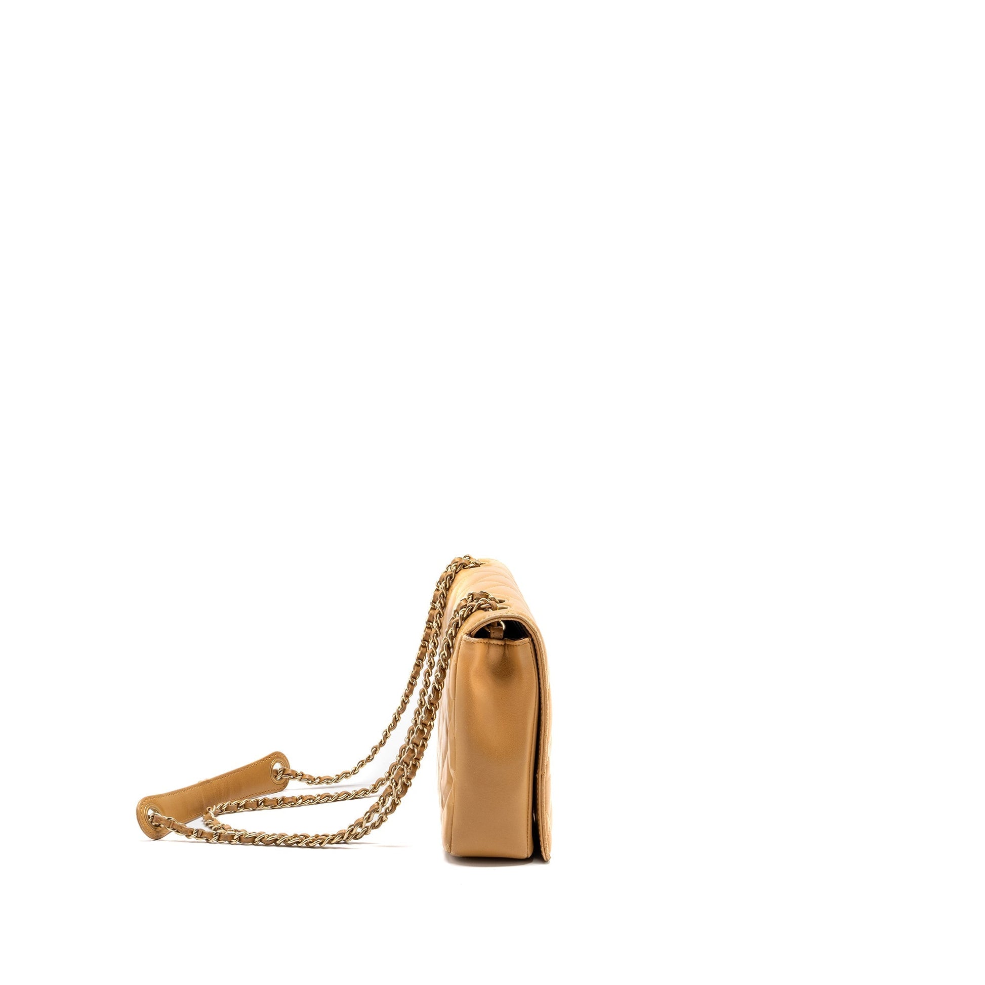 Chanel Quilted Flap Lambskin GHW Beige Shoulder Bag