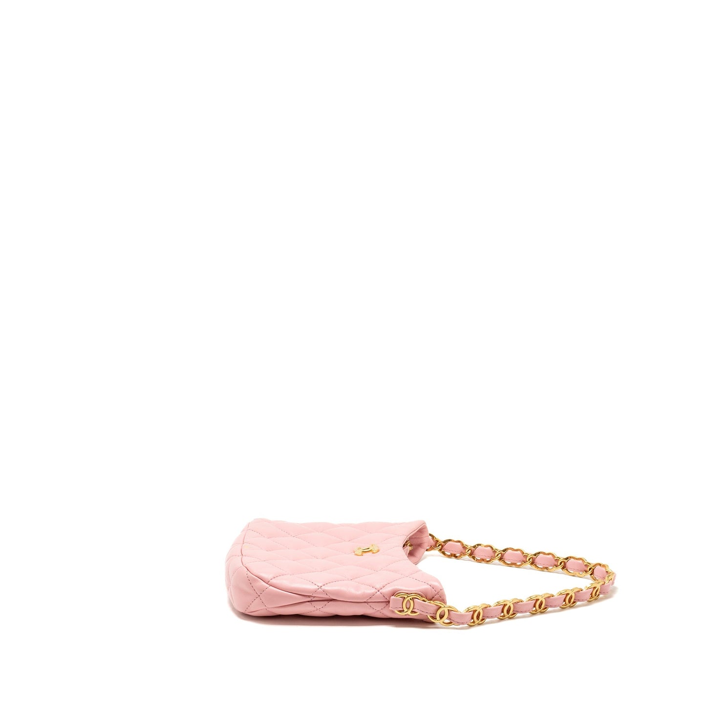 Chanel 22k Hobo Logo Lambskin GHW microchip Pink Shoulder Bag Ghw Microchip