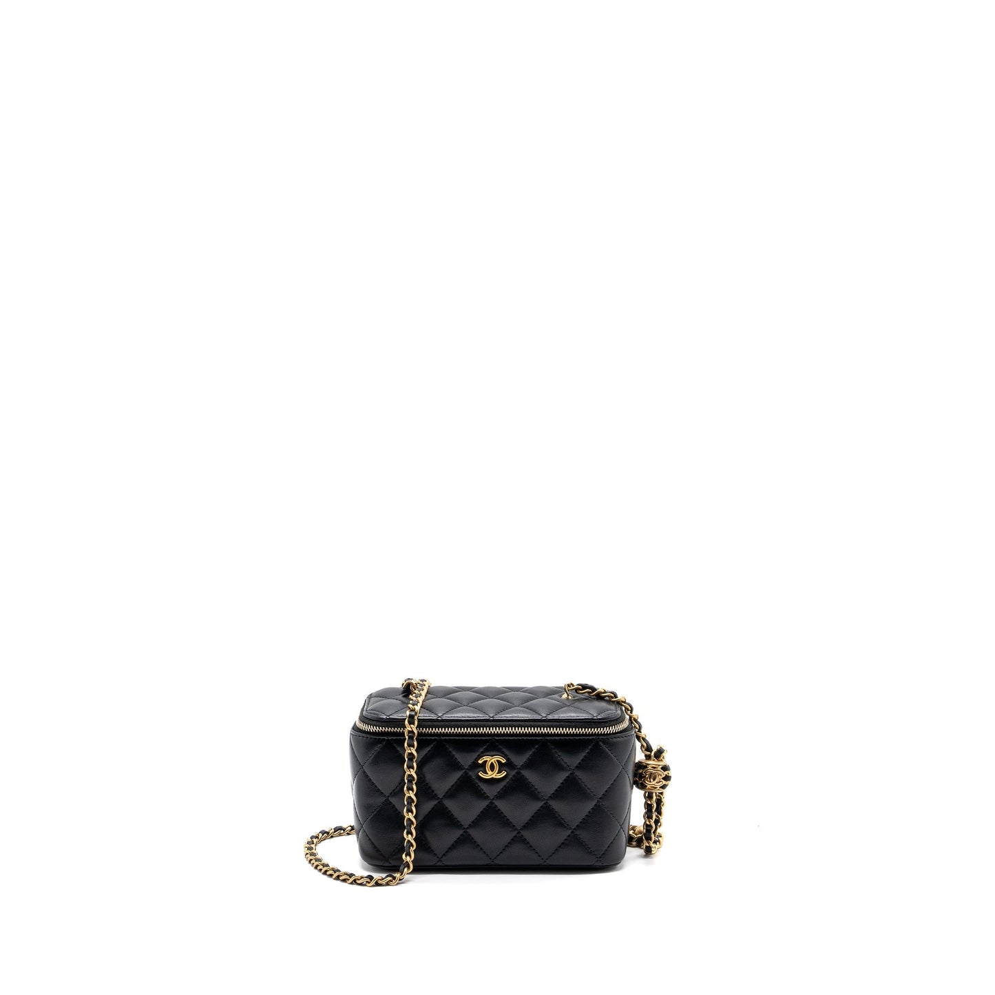 Chanel Pearl Crush Long Vanity Lambskin GHW Black Handbag 7