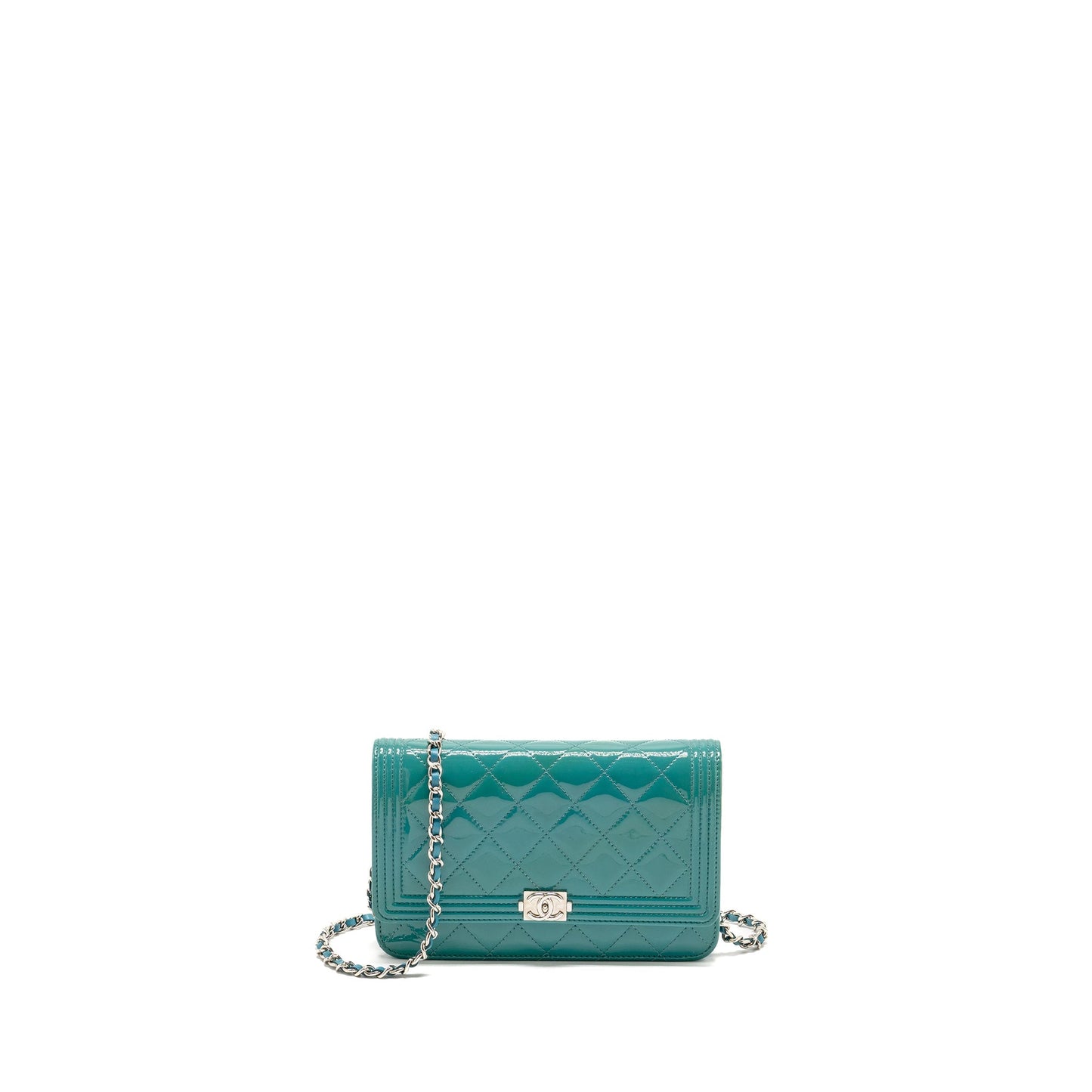 Chanel Boy on Patent SHW Green Wallet Case