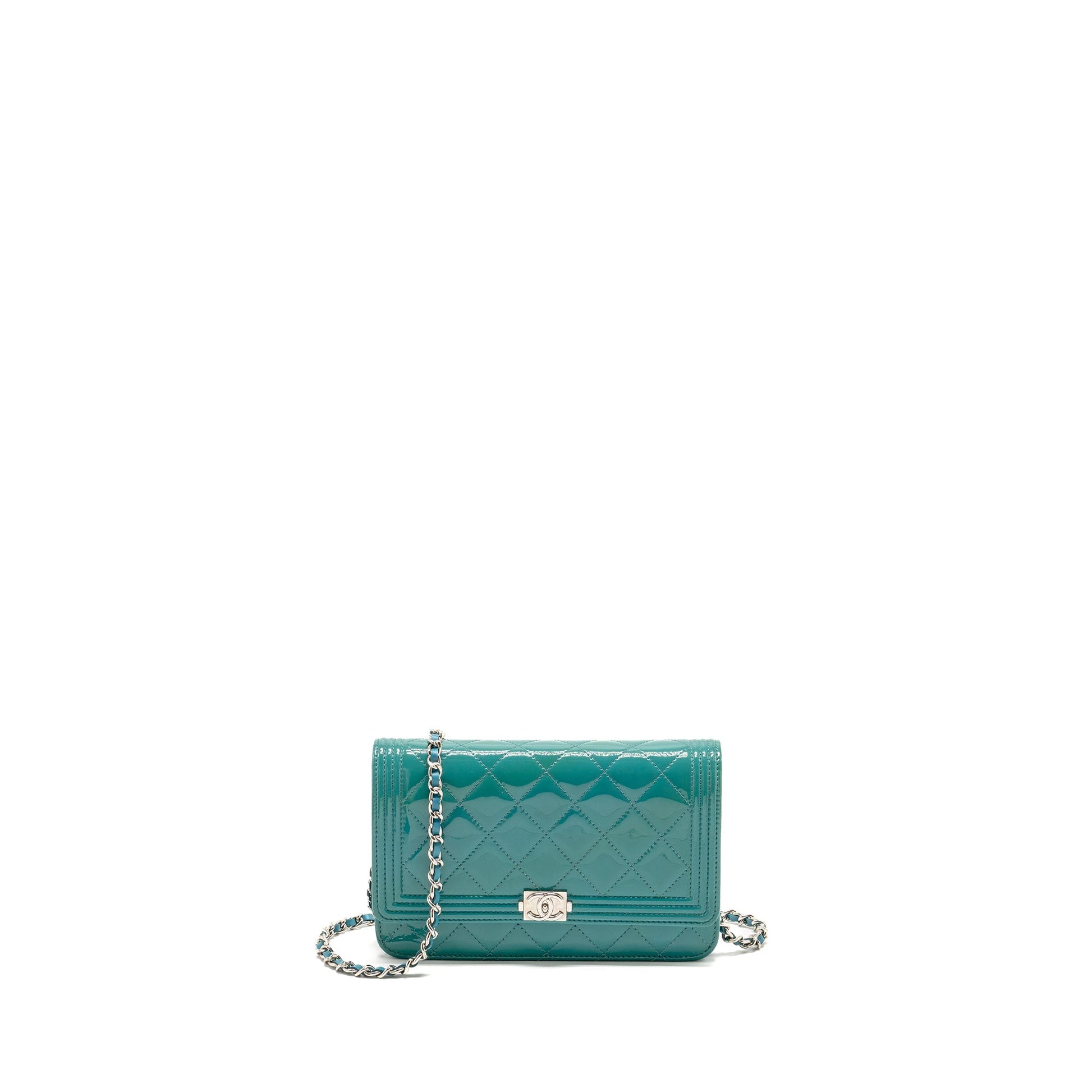 Chanel Boy on Patent SHW Green Wallet Case