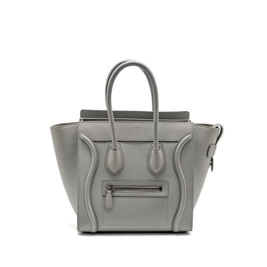 Celine Micro Luggage Purse Calfskin Light Grey Handbag Travel Bag