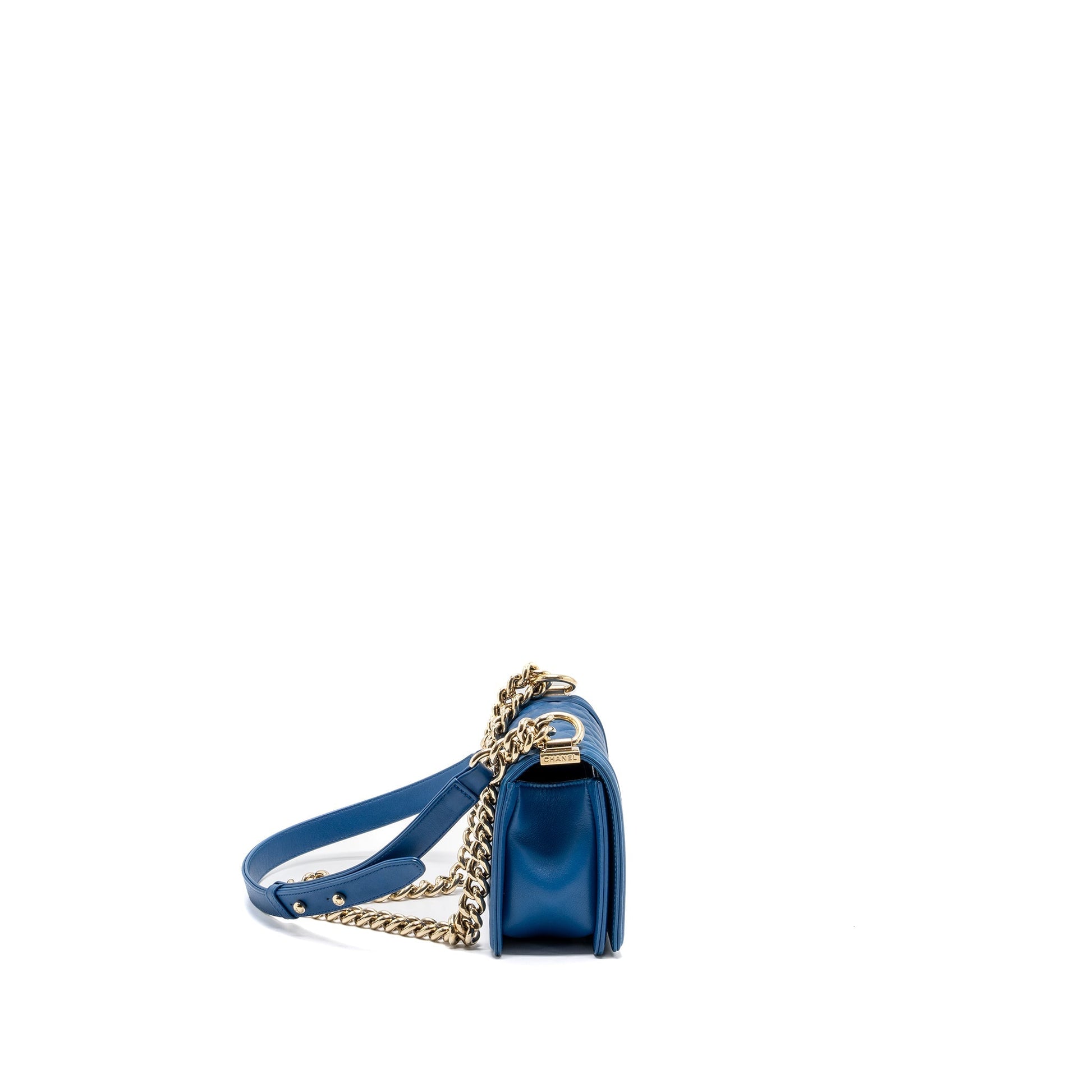 Chanel Boy Calfskin LGHW Blue Small Handbag