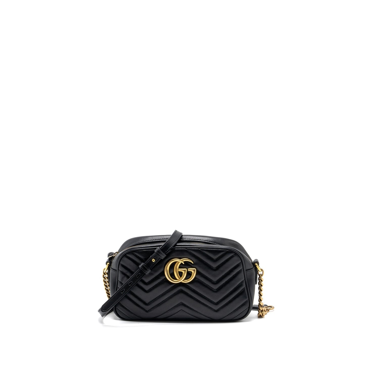 Gucci Marmont Shoulder Bag Calfskin Matelasse Black Ghw 1