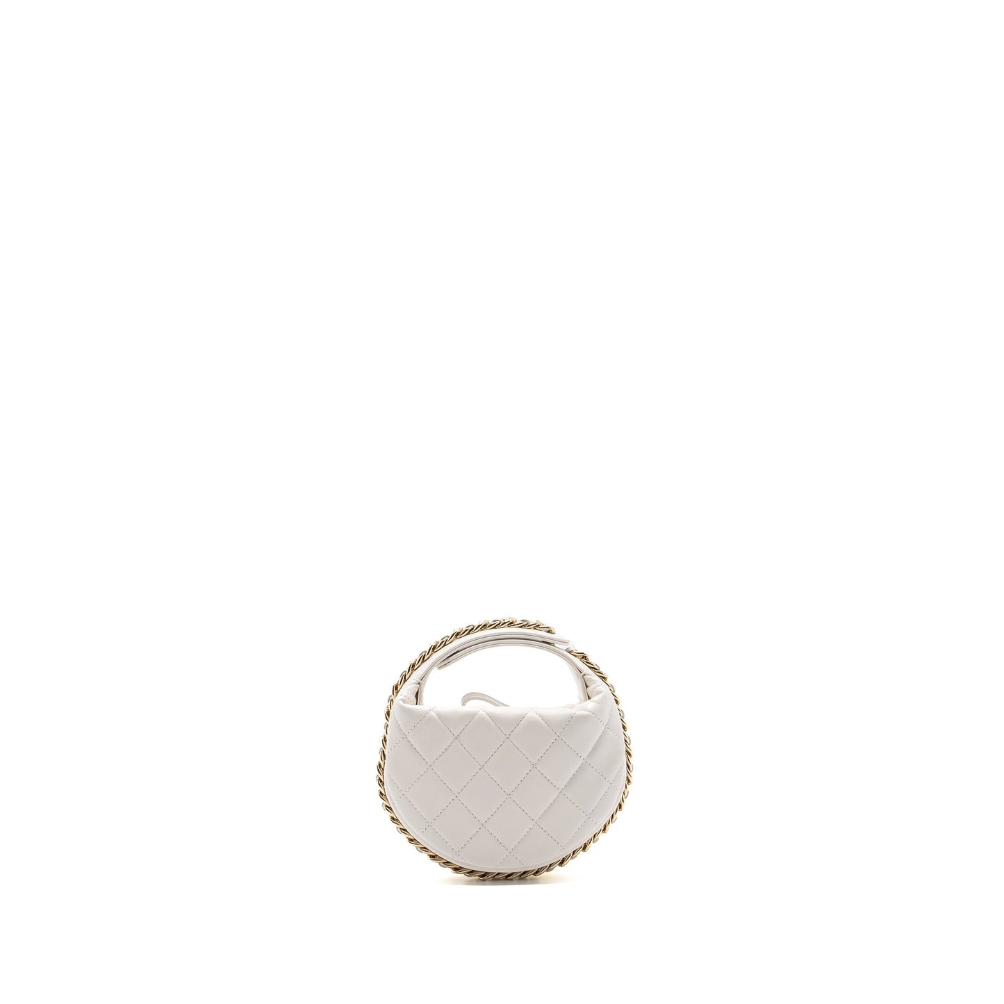 Chanel 23C round lambskin LGHW microchip White Clutch Bag